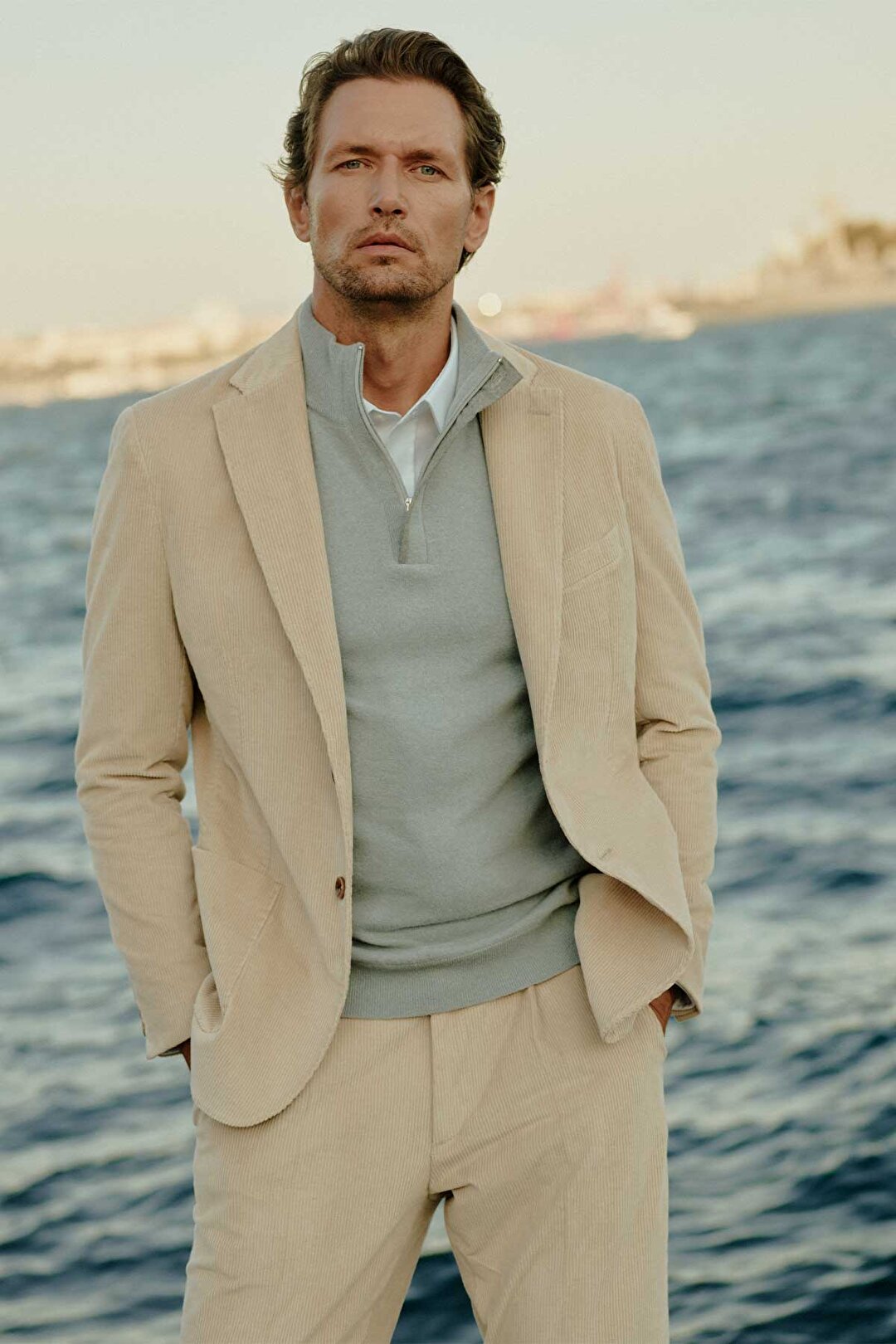 Flannel Detaylı Bato Yaka Kaşmir Karışımlı Kazak BBFW24MKL006115