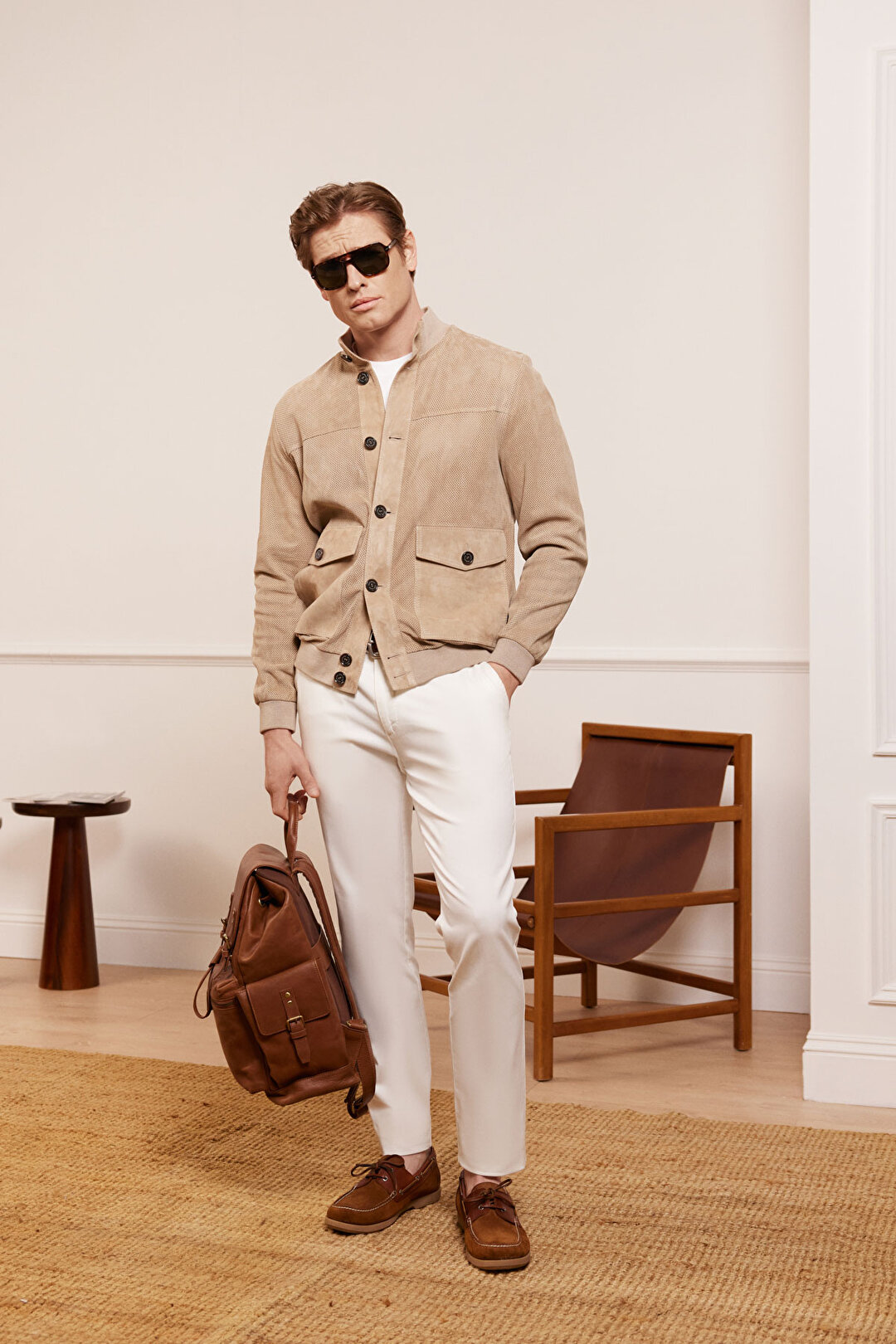 Dik Yaka Perfore Süet Mont BBSS24MLJ001142 | Brooks Brothers