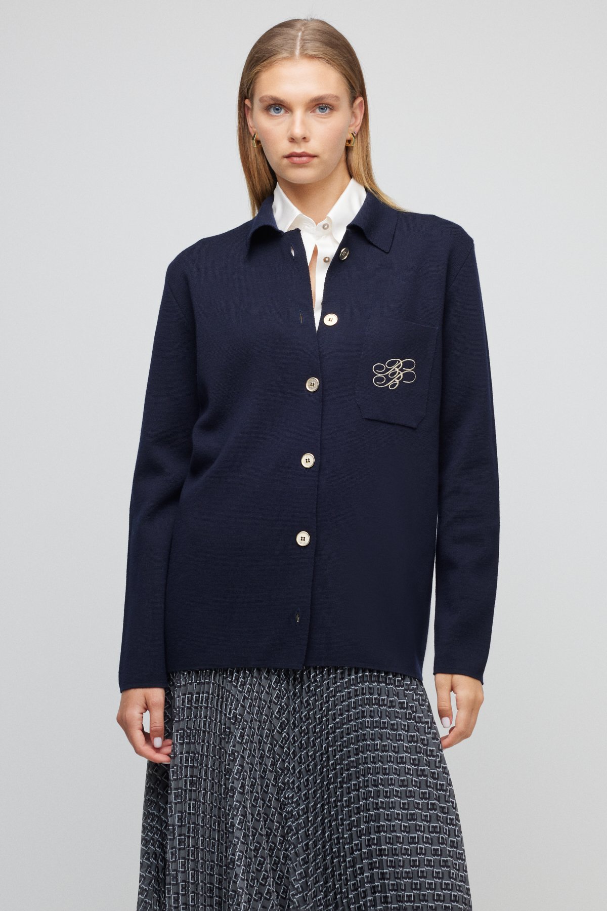 100 Yün Bisiklet Yaka Cepli Triko Ceket BBFW23FBL026137 | Brooks