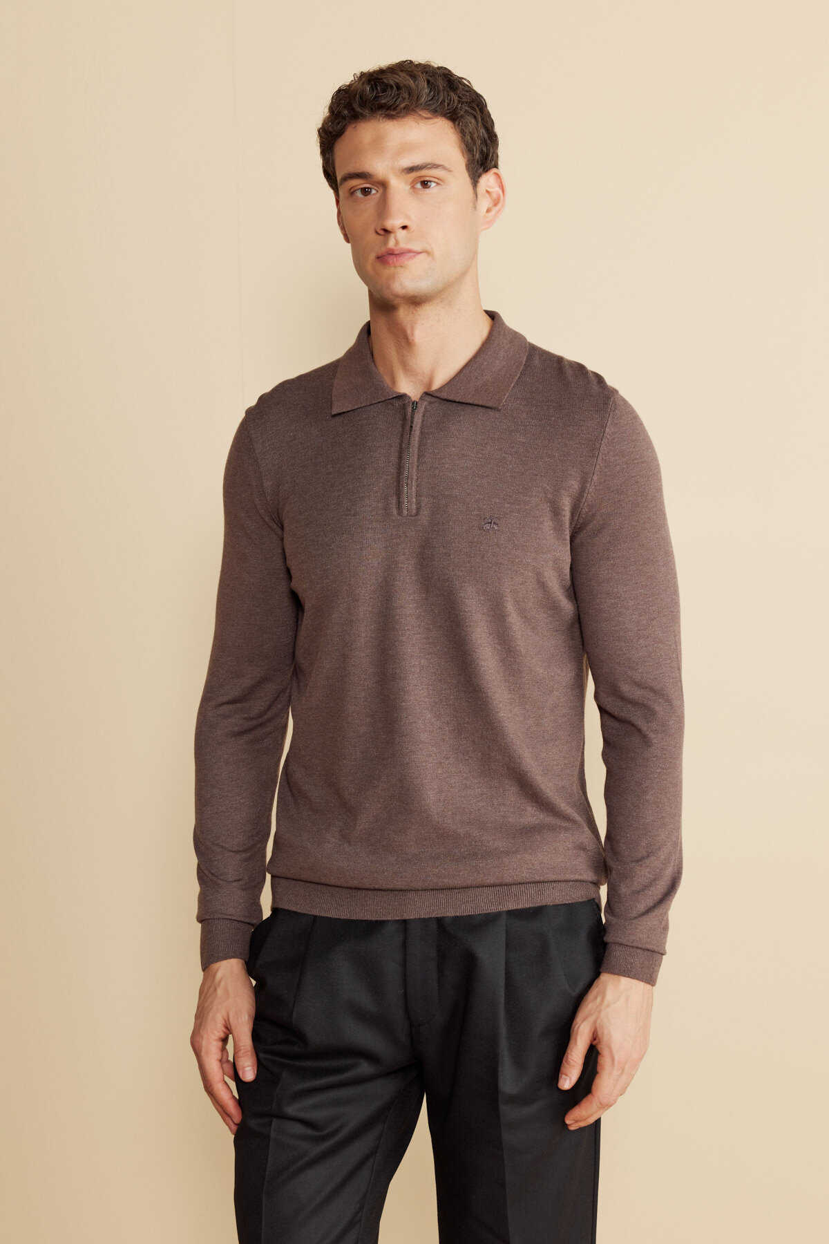 Fermuarlı Polo Yaka Uzun Kollu Kazak BBFW25MKL023150 | Brooks Brothers
