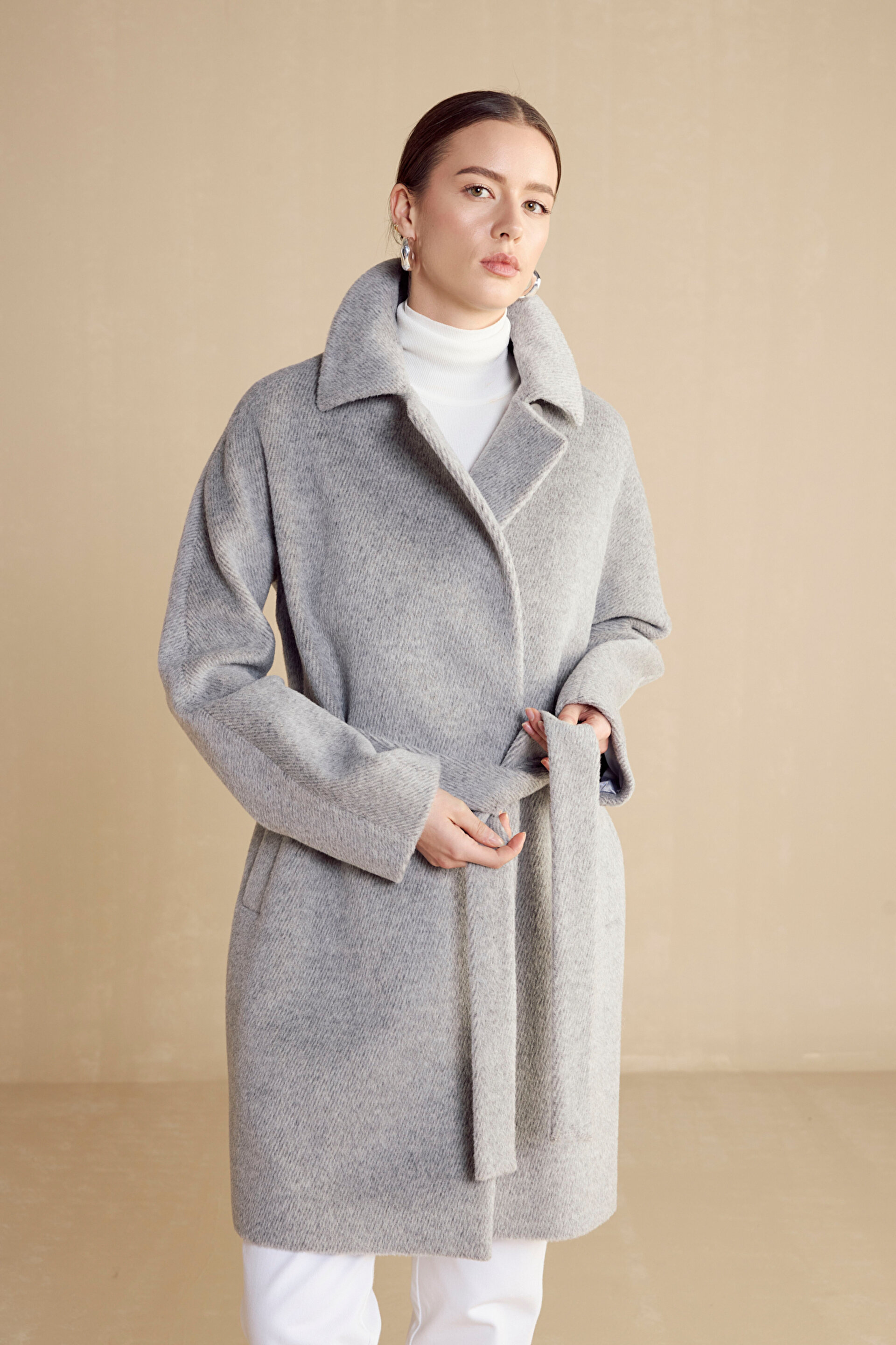 Beli Kuşaklı Alpaca Kaban BBFW24FCA005107 | Brooks Brothers