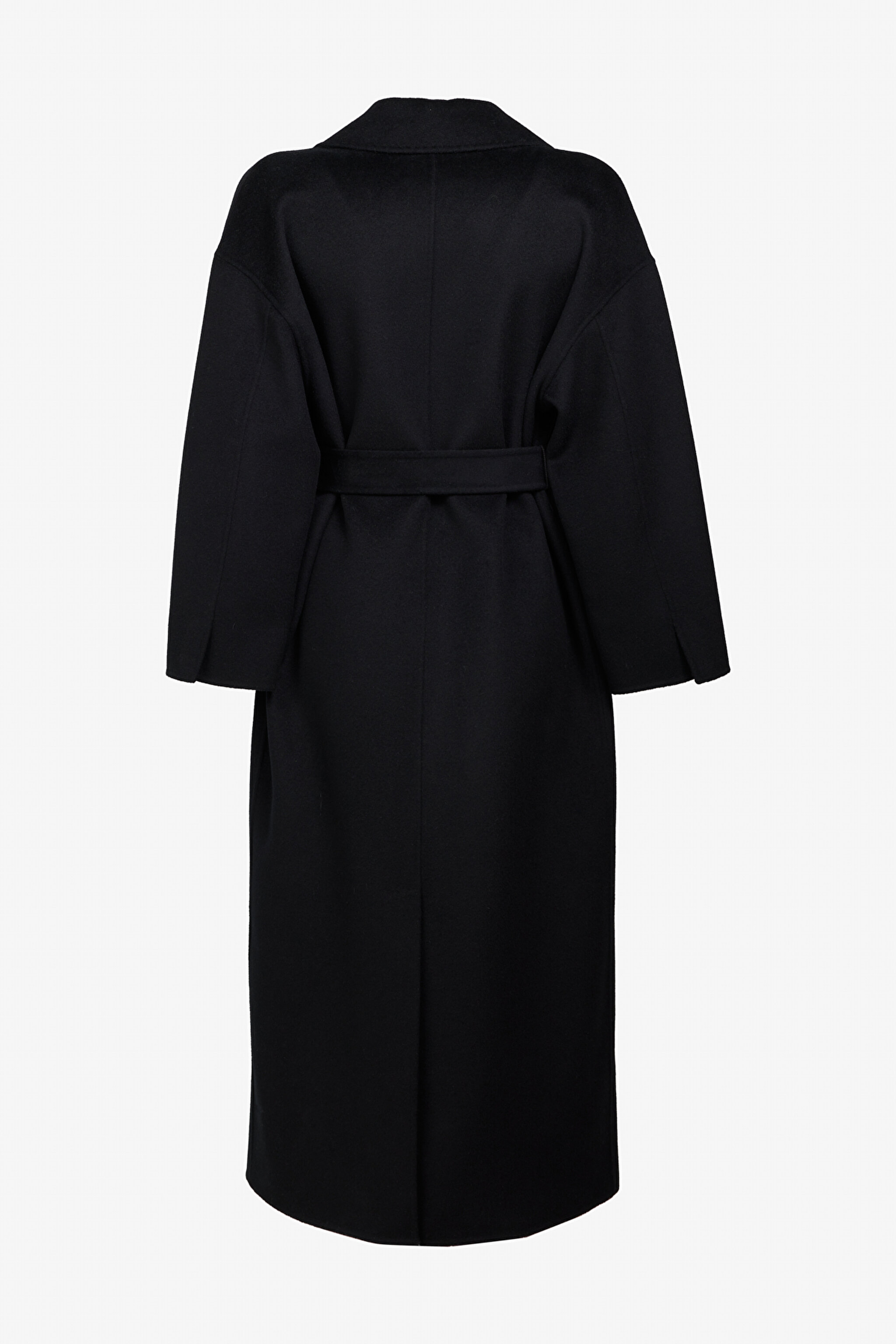 Ceket Yaka Oversize Cepli Yün Kaban - Siyah (görsel 9)