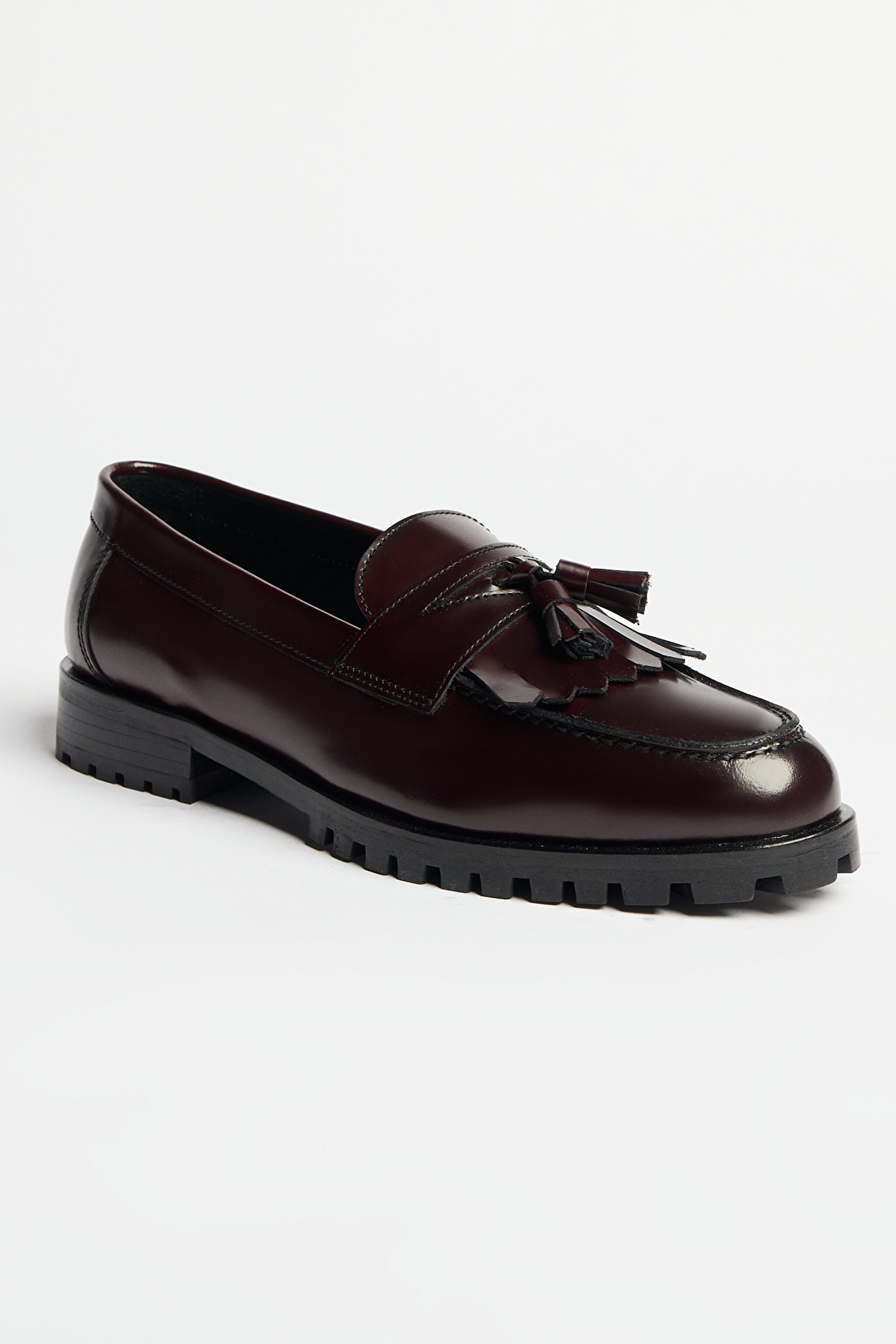 %100 Deri Loafer Ayakkabı - Bordo (görsel 2)