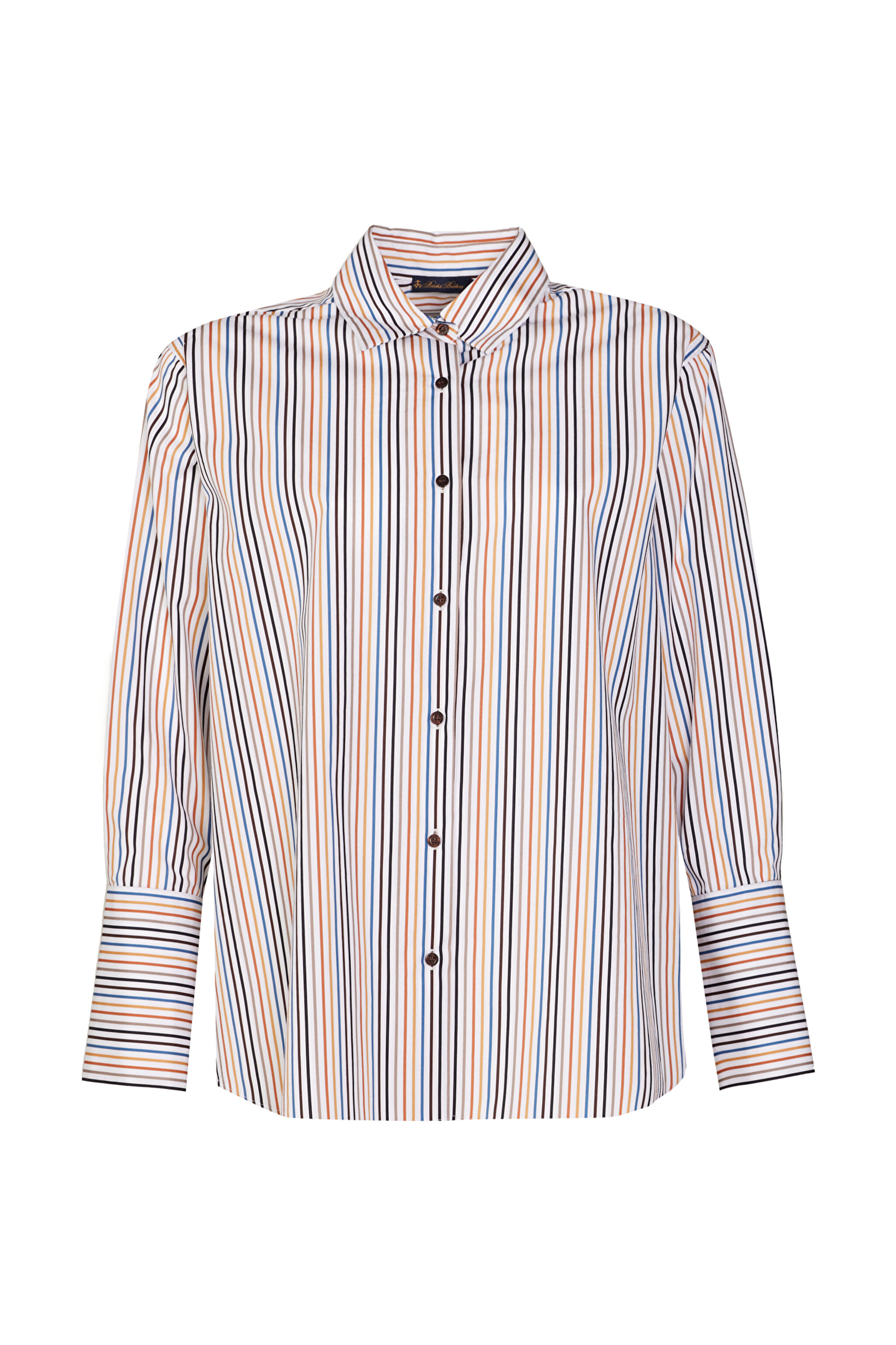 Klasik Yaka Oversize Fit Rahat Kesim %100 Pamuk Çizgili Gömlek - Çok Renkli (görsel 5)