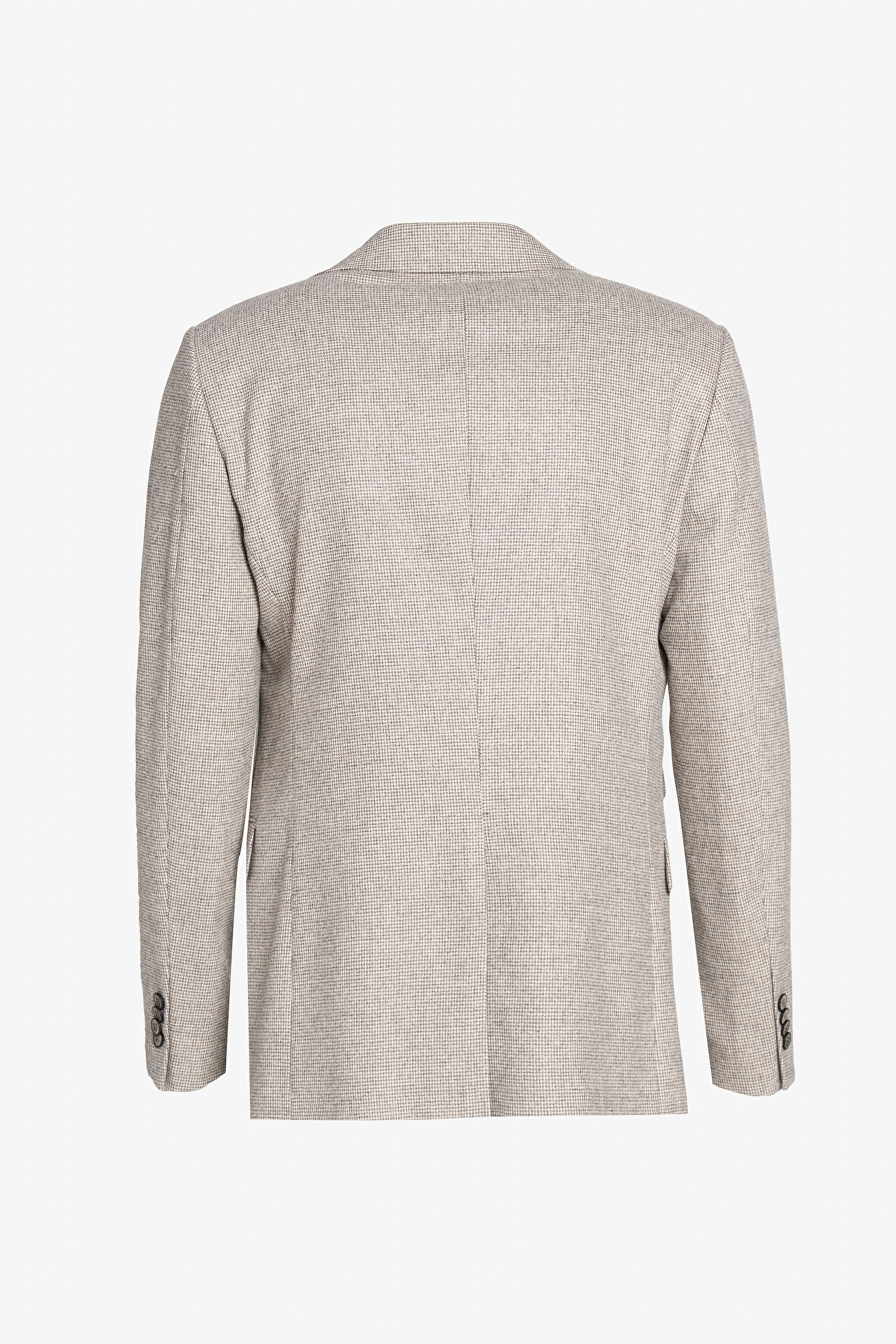 Yünlü Slim Fit Sivri Yaka Desenli Ceket - Bej Ekoseli (görsel 7)