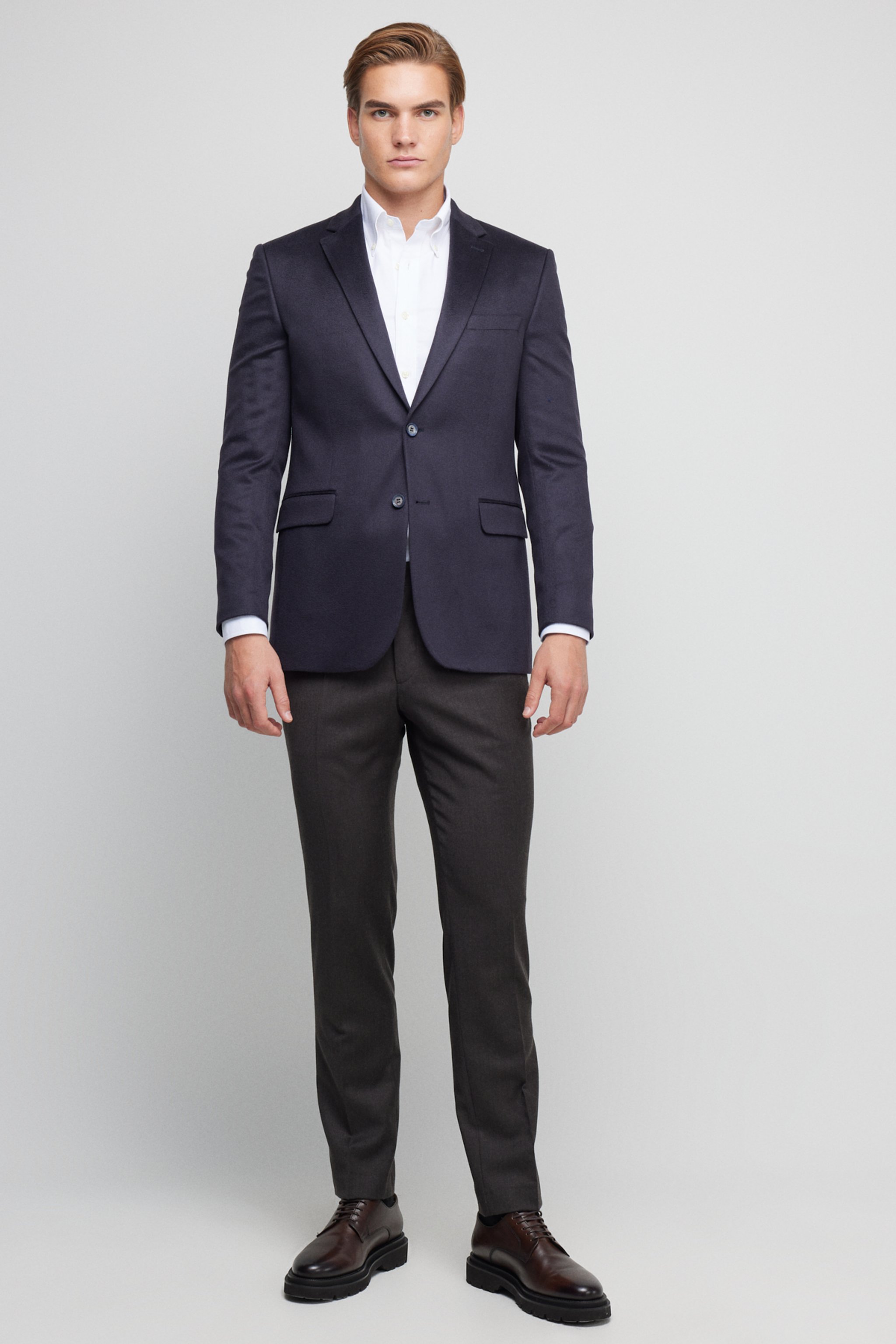 %100 Kaşmir Regular Fit Mono Yaka Ceket - Lacivert (görsel 2)