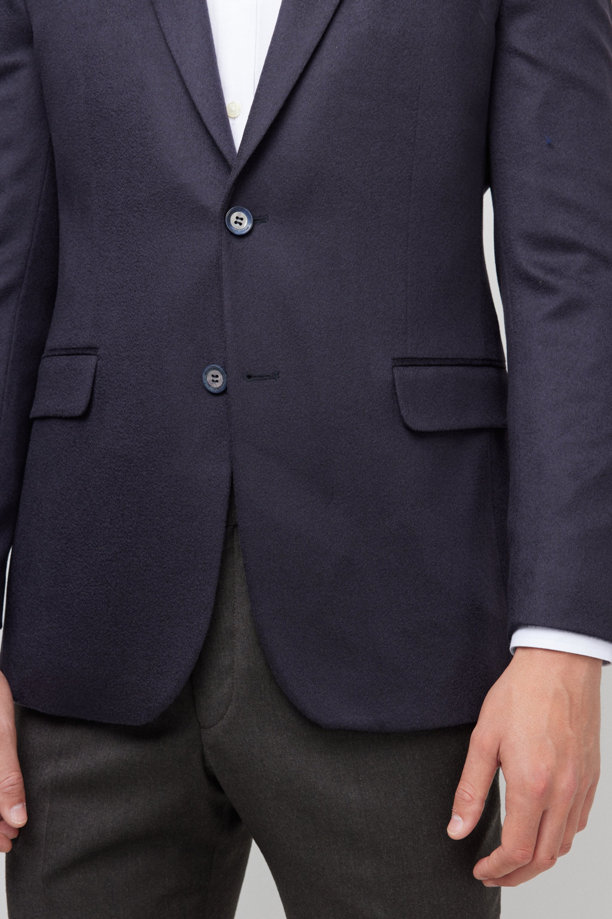 %100 Kaşmir Regular Fit Mono Yaka Ceket - Lacivert (görsel 4)