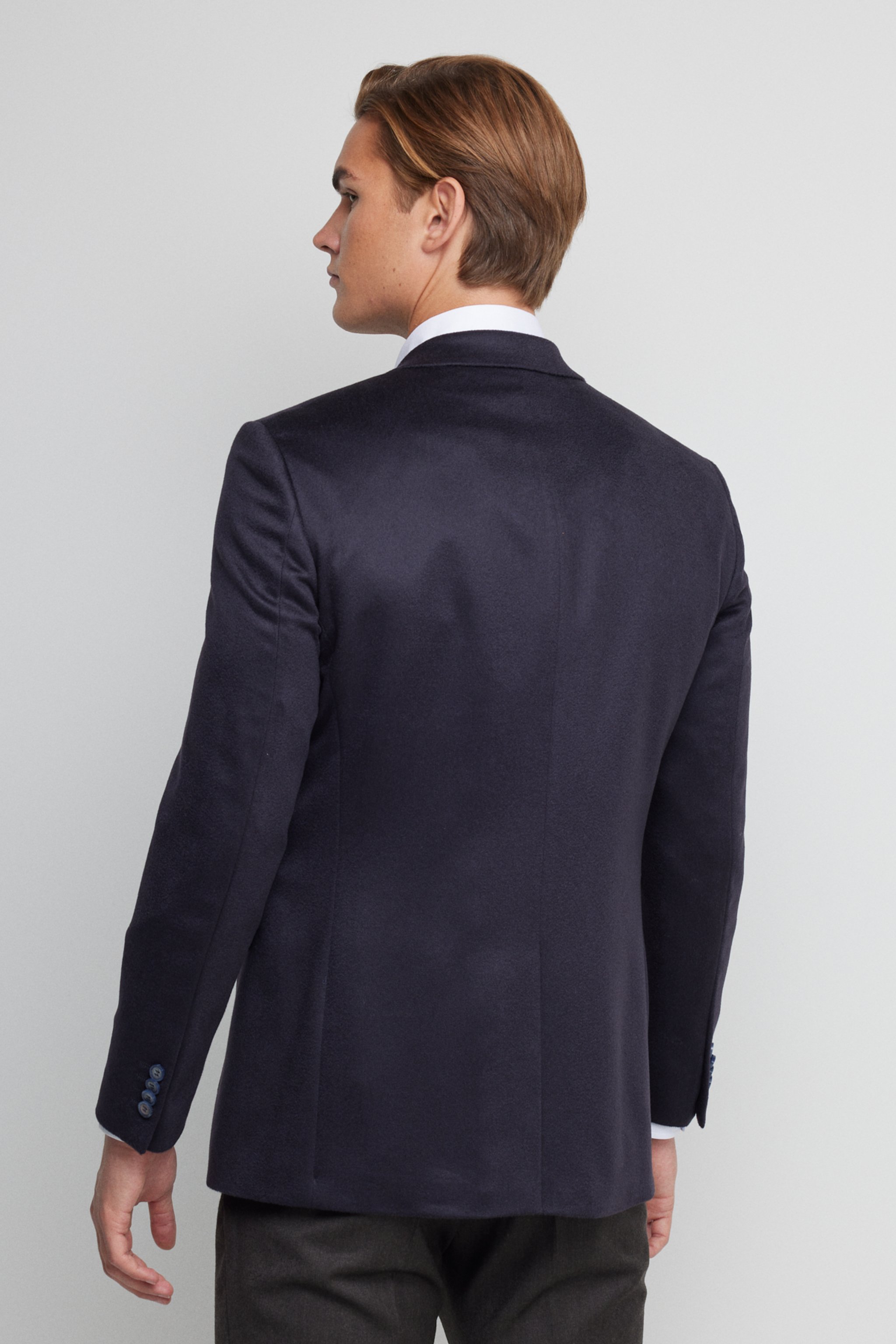 %100 Kaşmir Regular Fit Mono Yaka Ceket - Lacivert (görsel 5)