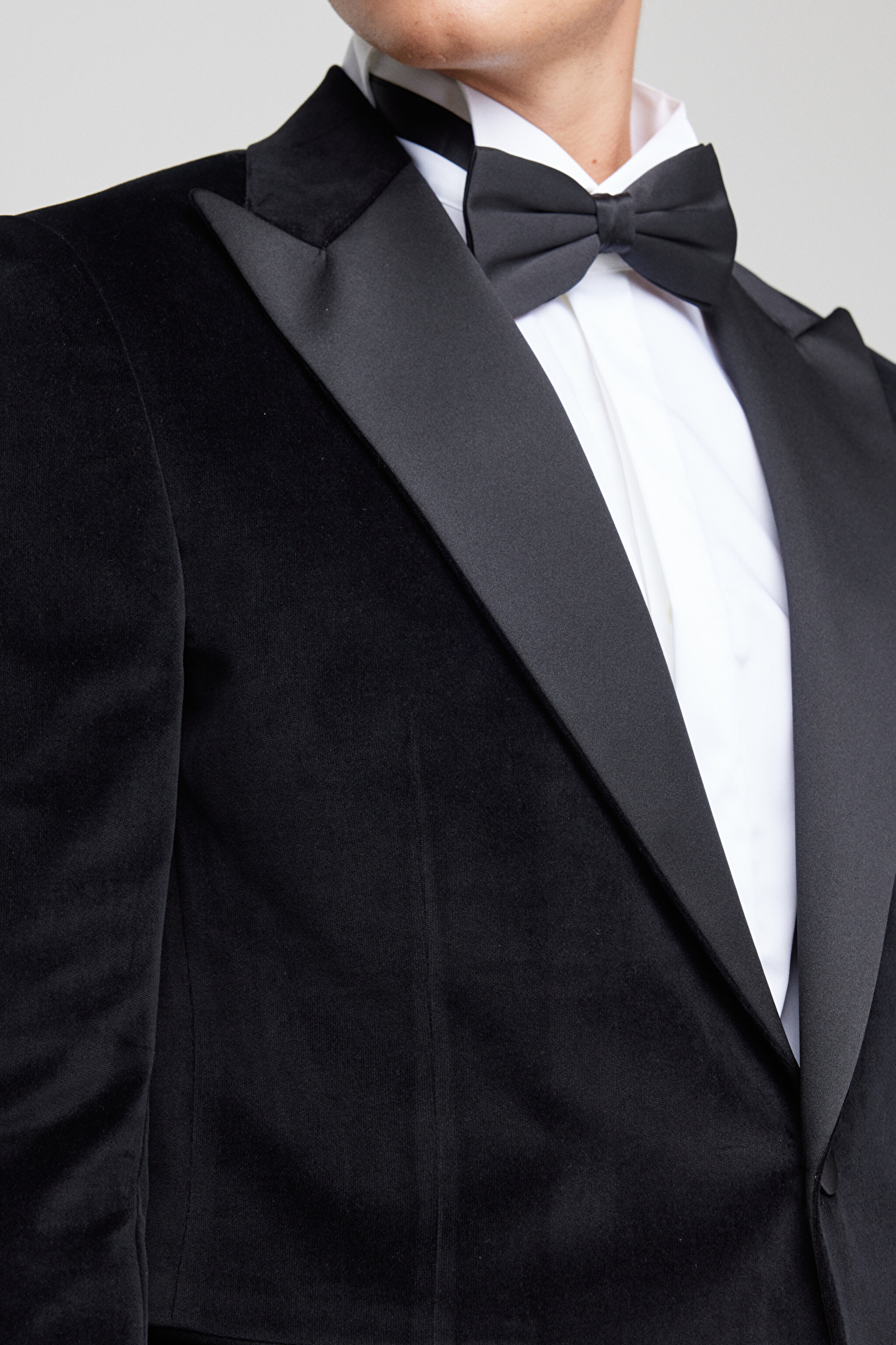 %100 Pamuk Slim Fit Sivri Yaka Ceket - Siyah (görsel 3)