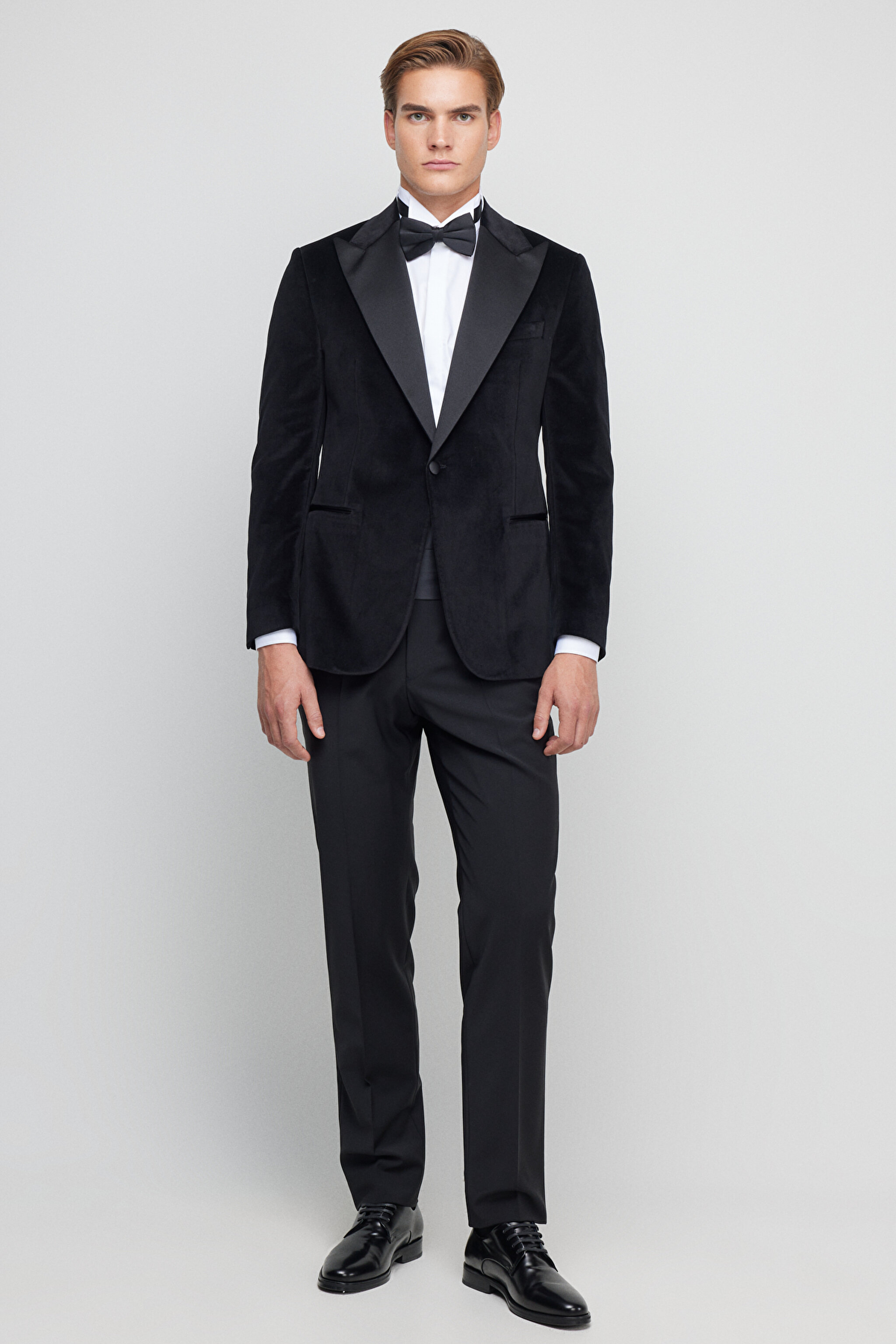 %100 Pamuk Slim Fit Sivri Yaka Ceket - Siyah (görsel 4)