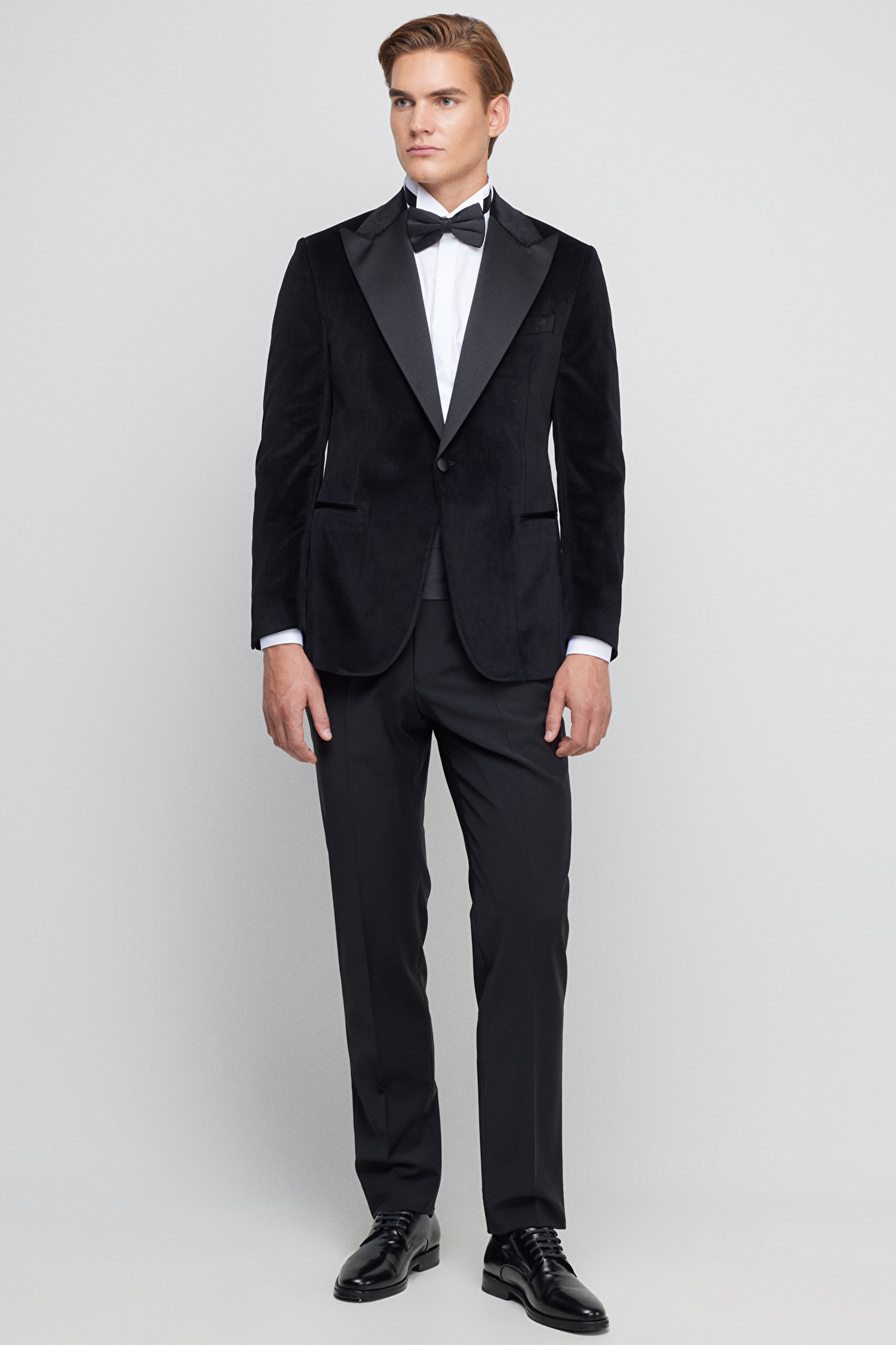 %100 Pamuk Slim Fit Sivri Yaka Ceket - Siyah (görsel 5)