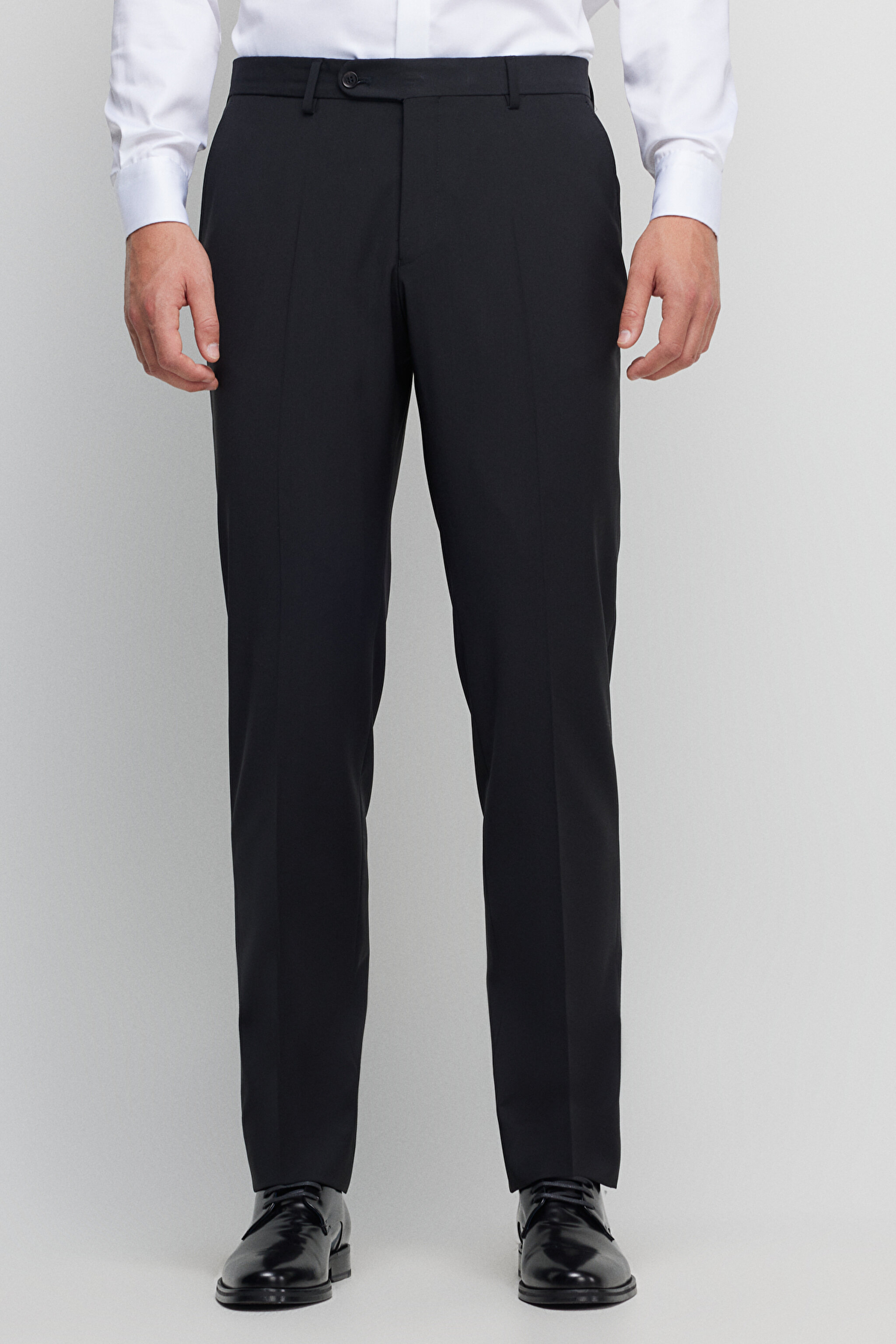 %100 Pamuk Slim Fit Sivri Yaka Ceket - Siyah (görsel 6)
