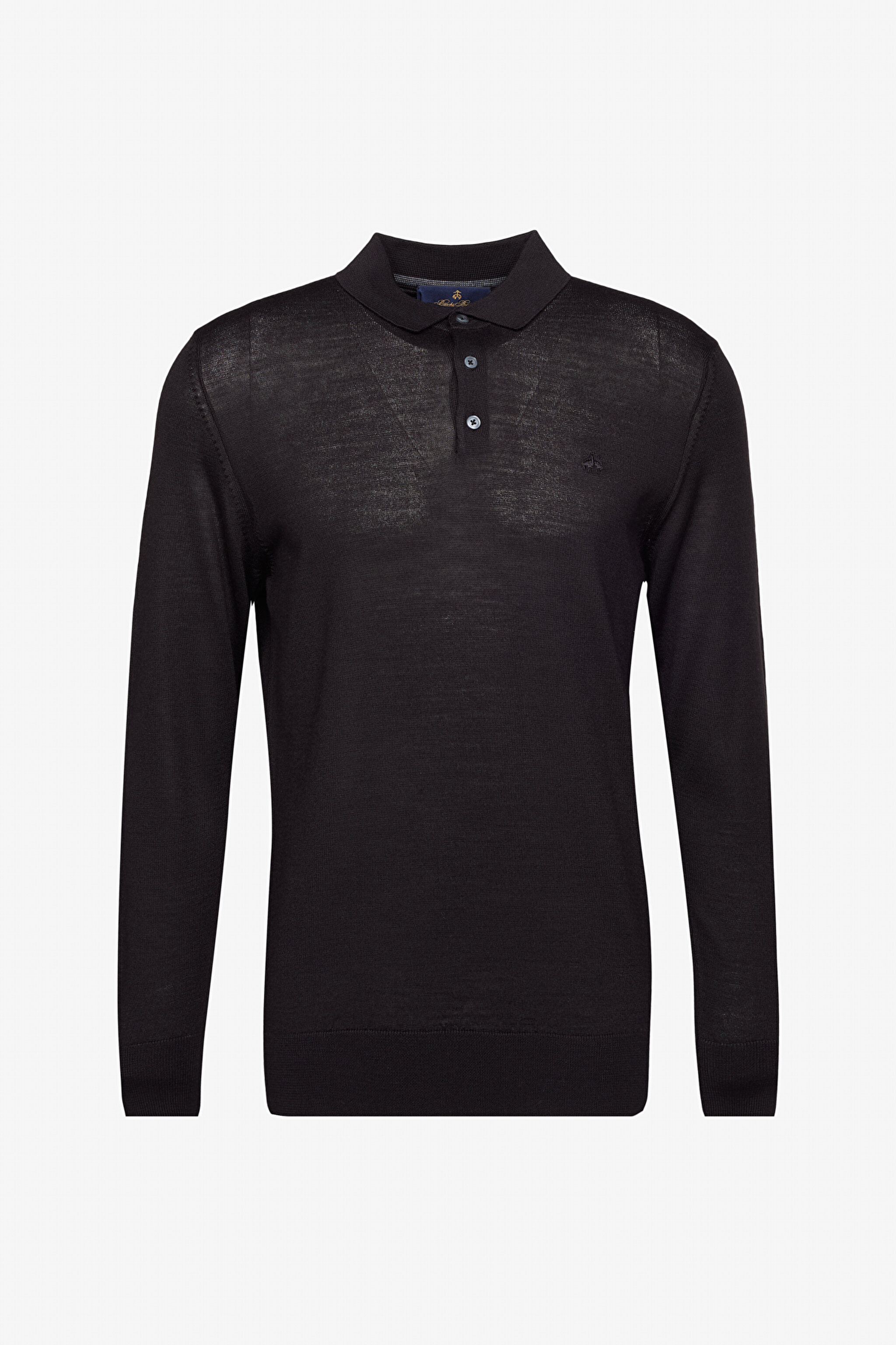 Polo Yaka Standart Fit Normal Kesim Yün Triko Kazak - Siyah (görsel 6)