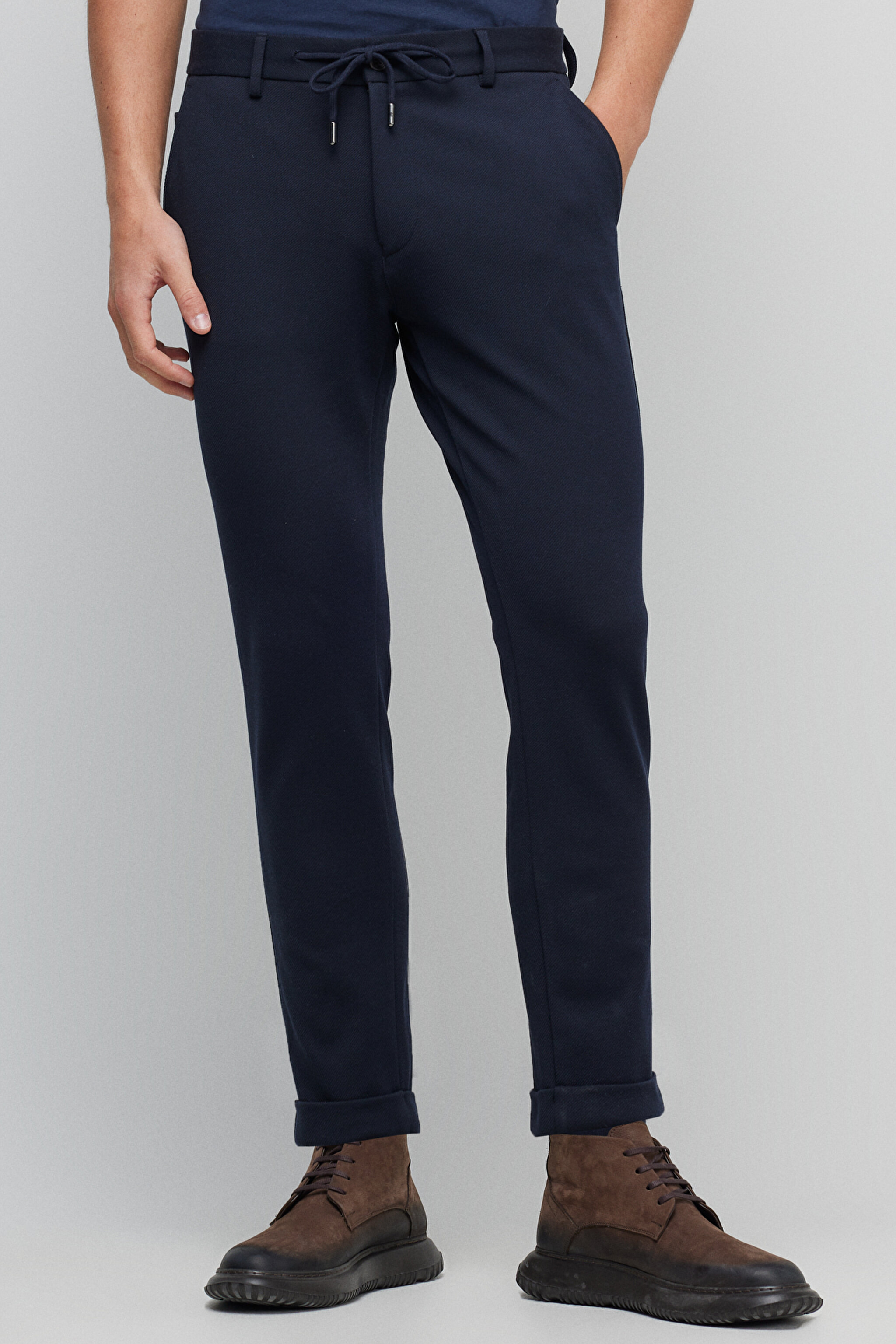 Standart Fit Normal Kesim Cepli Pantolon - Lacivert