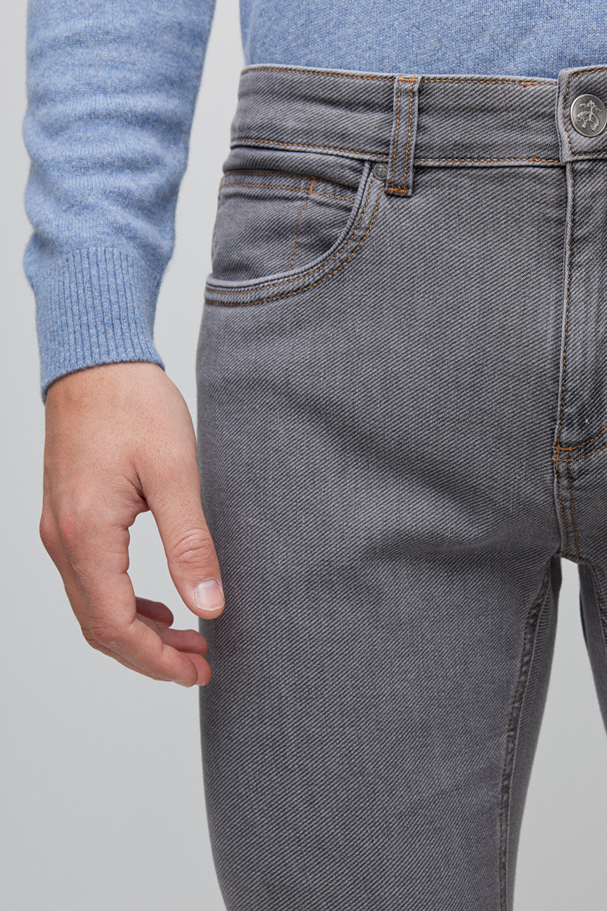 Standart Fit Normal Kesim Pamuklu Esnek Pantolon - Gri (görsel 4)