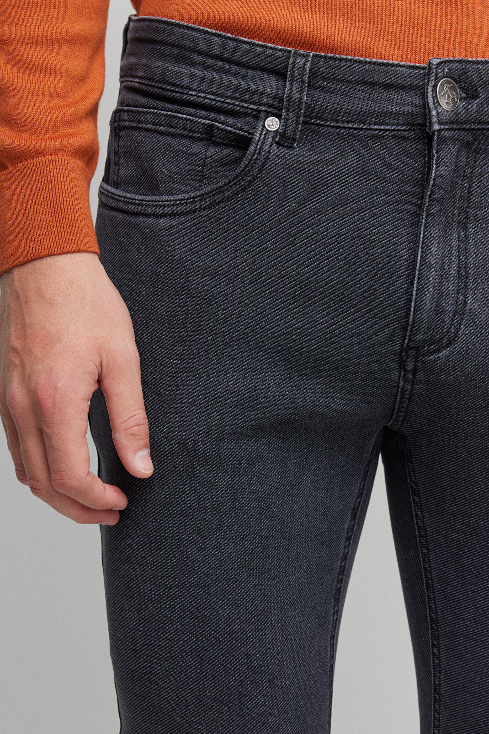 Standart Fit Normal Kesim Pamuklu Esnek Pantolon - Antrasit (görsel 4)