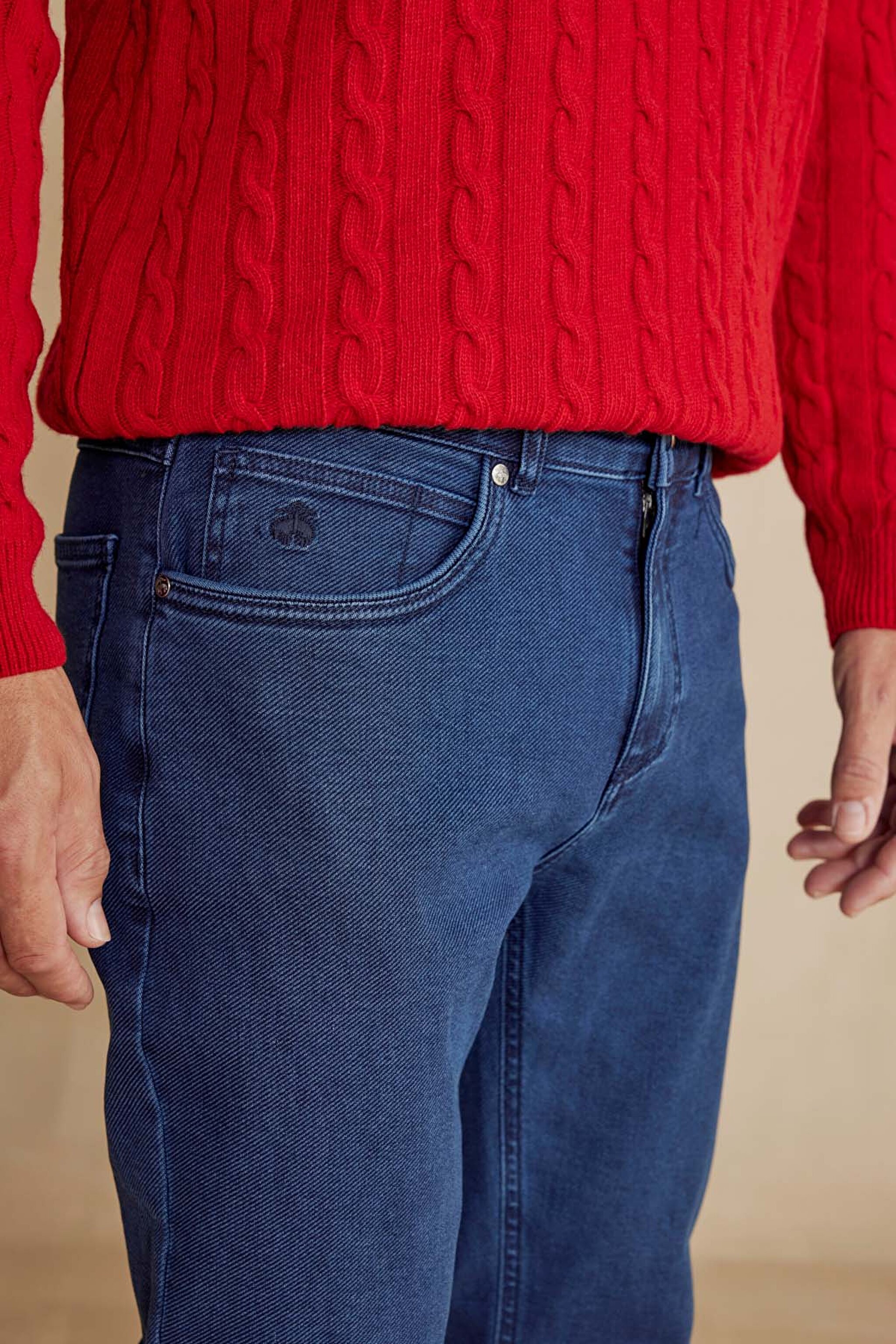 Standart Fit Normal Kesim Pamuklu Esnek Pantolon - Lacivert (görsel 6)