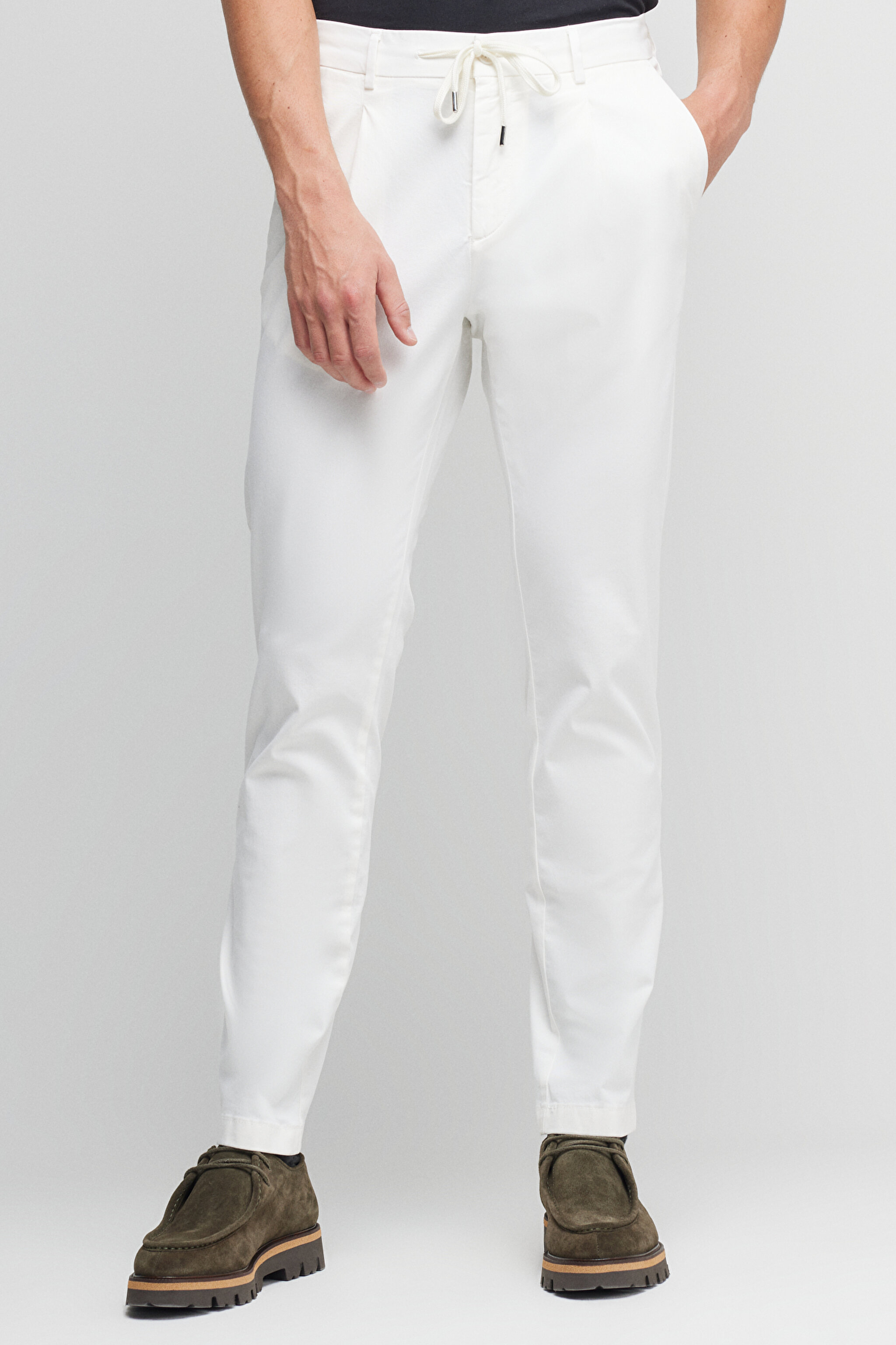 Standart Fit Normal Kesim %100 Pamuk Cepli Jogger Pantolon - Ekru