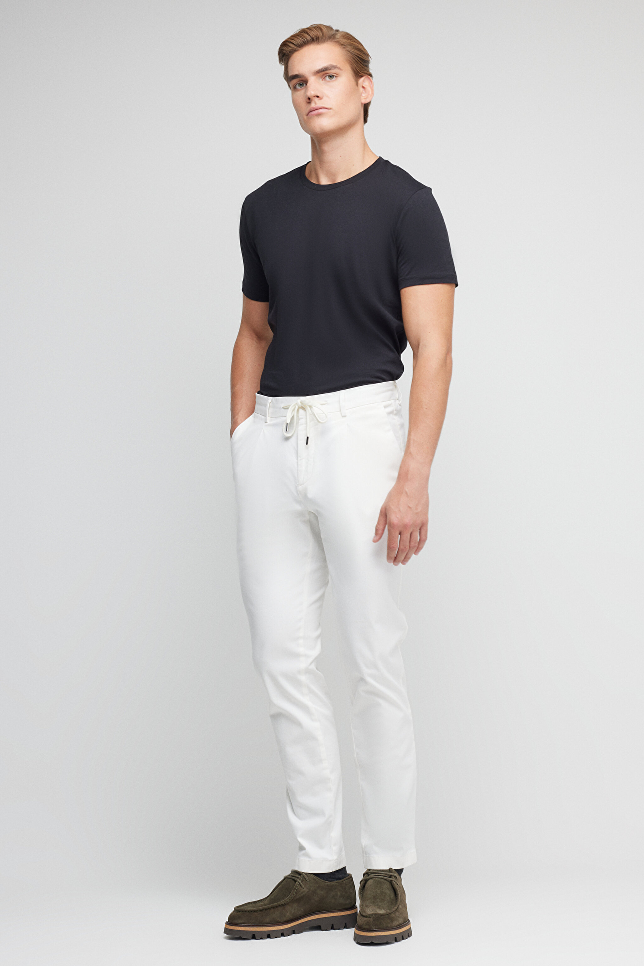 Standart Fit Normal Kesim %100 Pamuk Cepli Jogger Pantolon - Ekru (görsel 3)