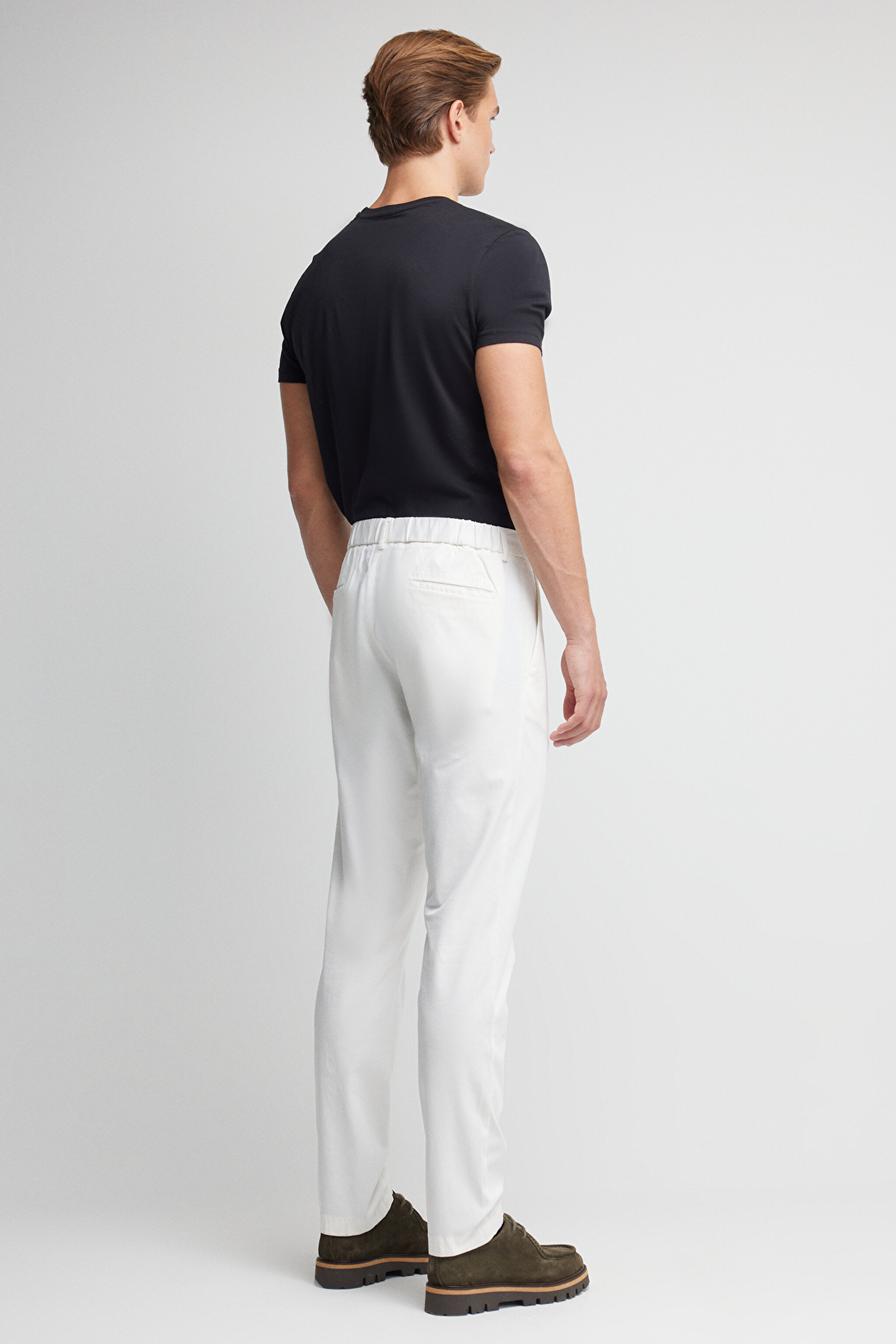 Standart Fit Normal Kesim %100 Pamuk Cepli Jogger Pantolon - Ekru (görsel 6)