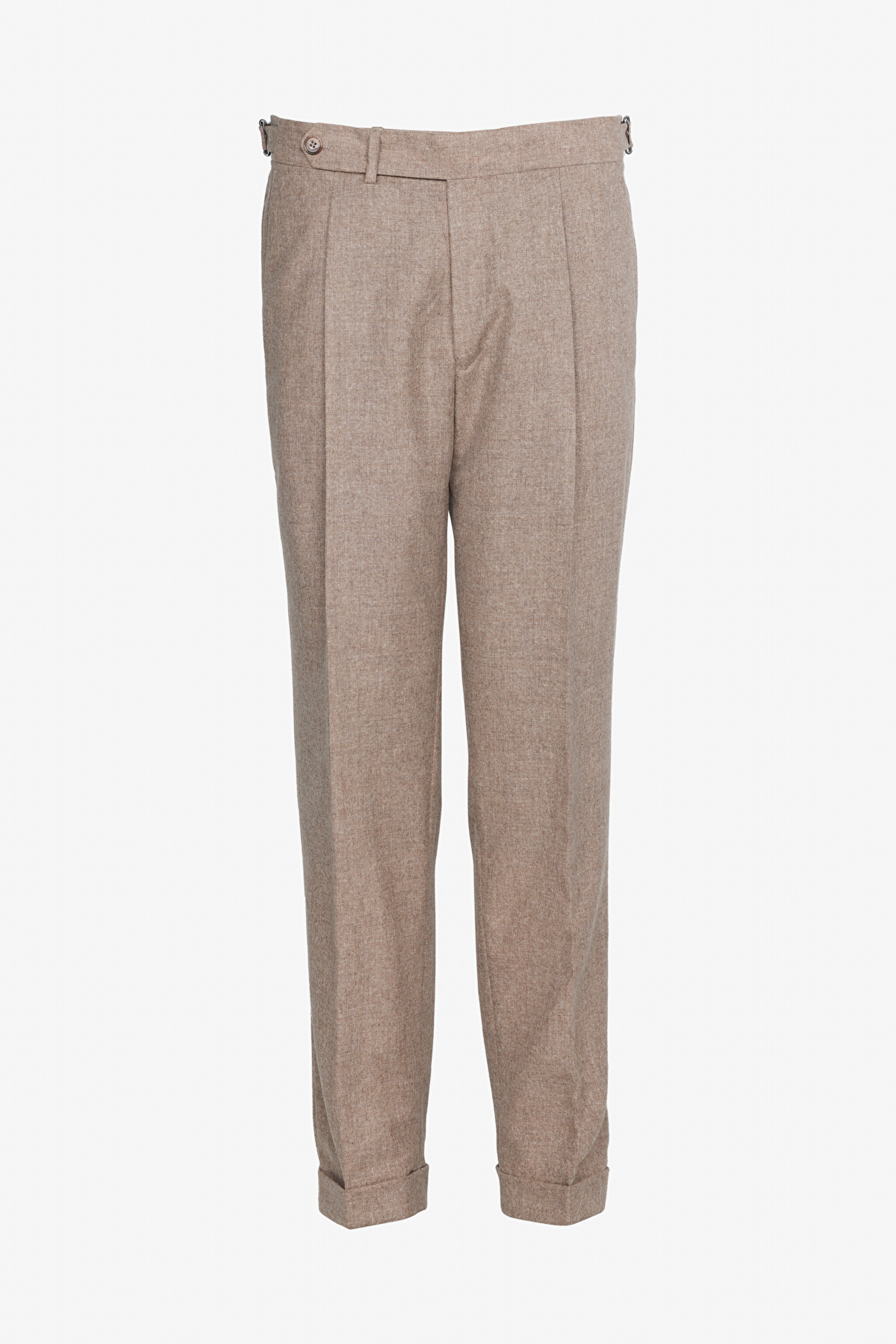 Standart Fit Normal Kesim Cepli Yün Karışımlı Pantolon - Bej