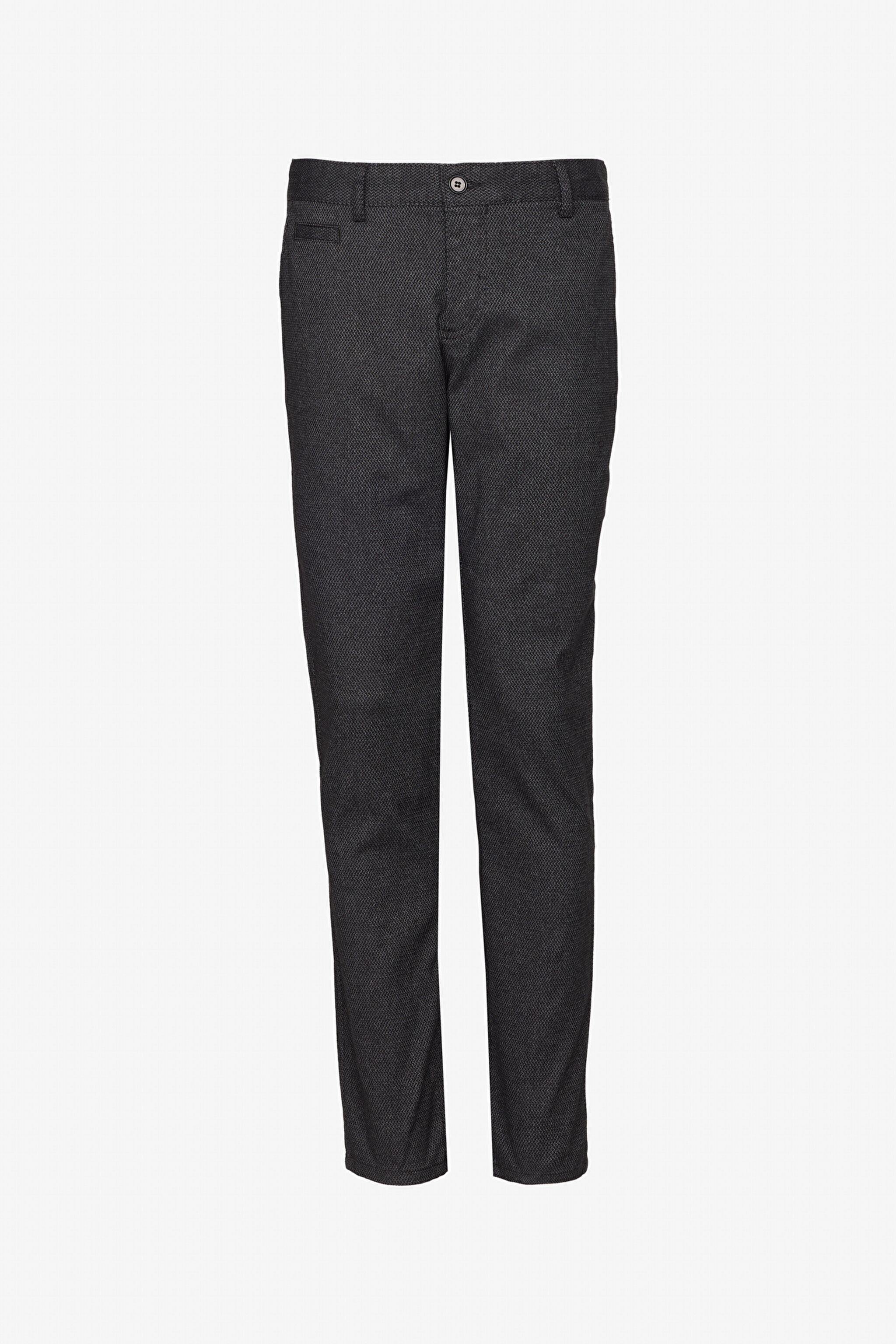 Pamuklu Slim Fit Armürlü Pantolon - Siyah