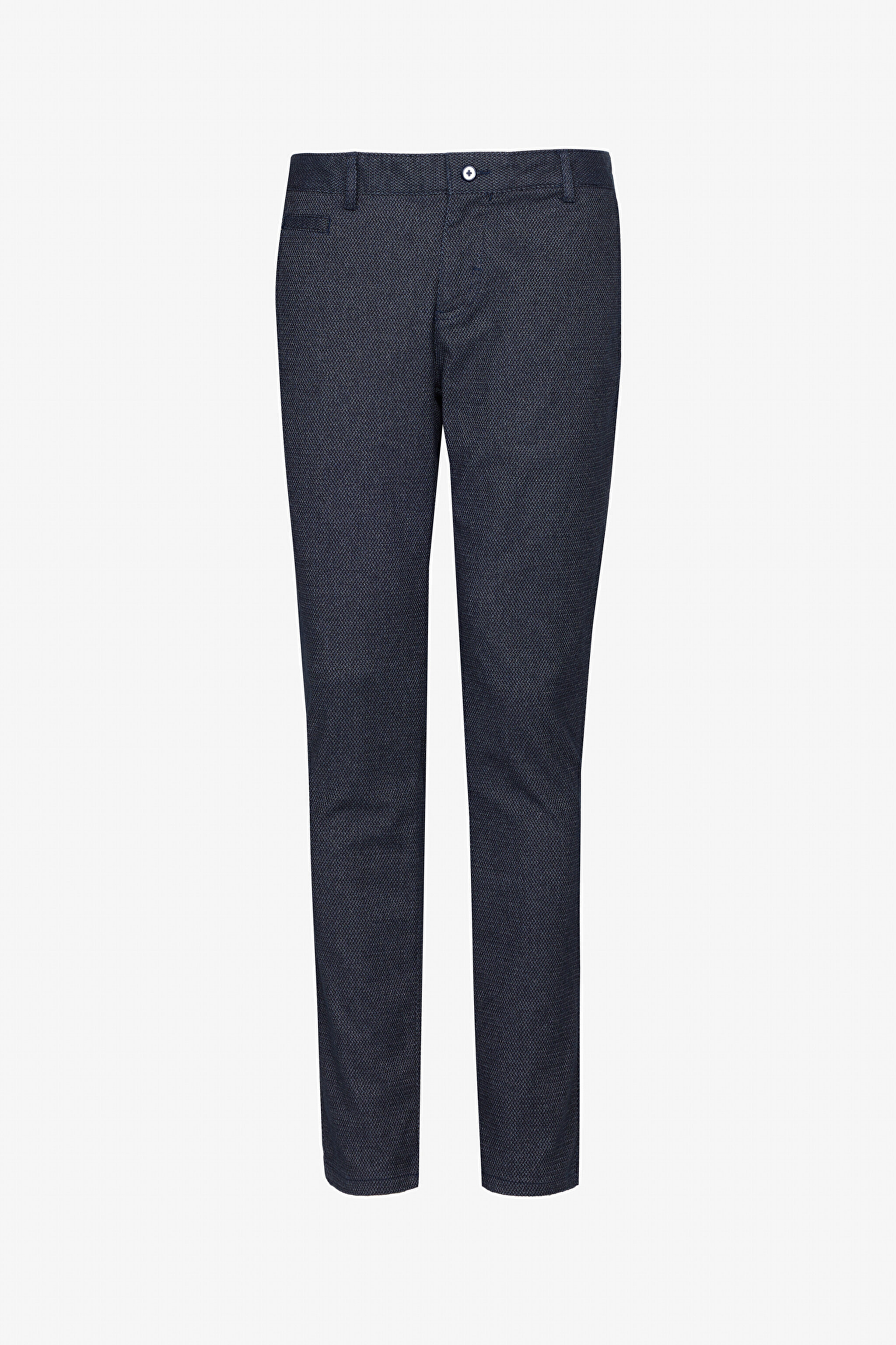 Pamuklu Slim Fit Armürlü Pantolon - Lacivert