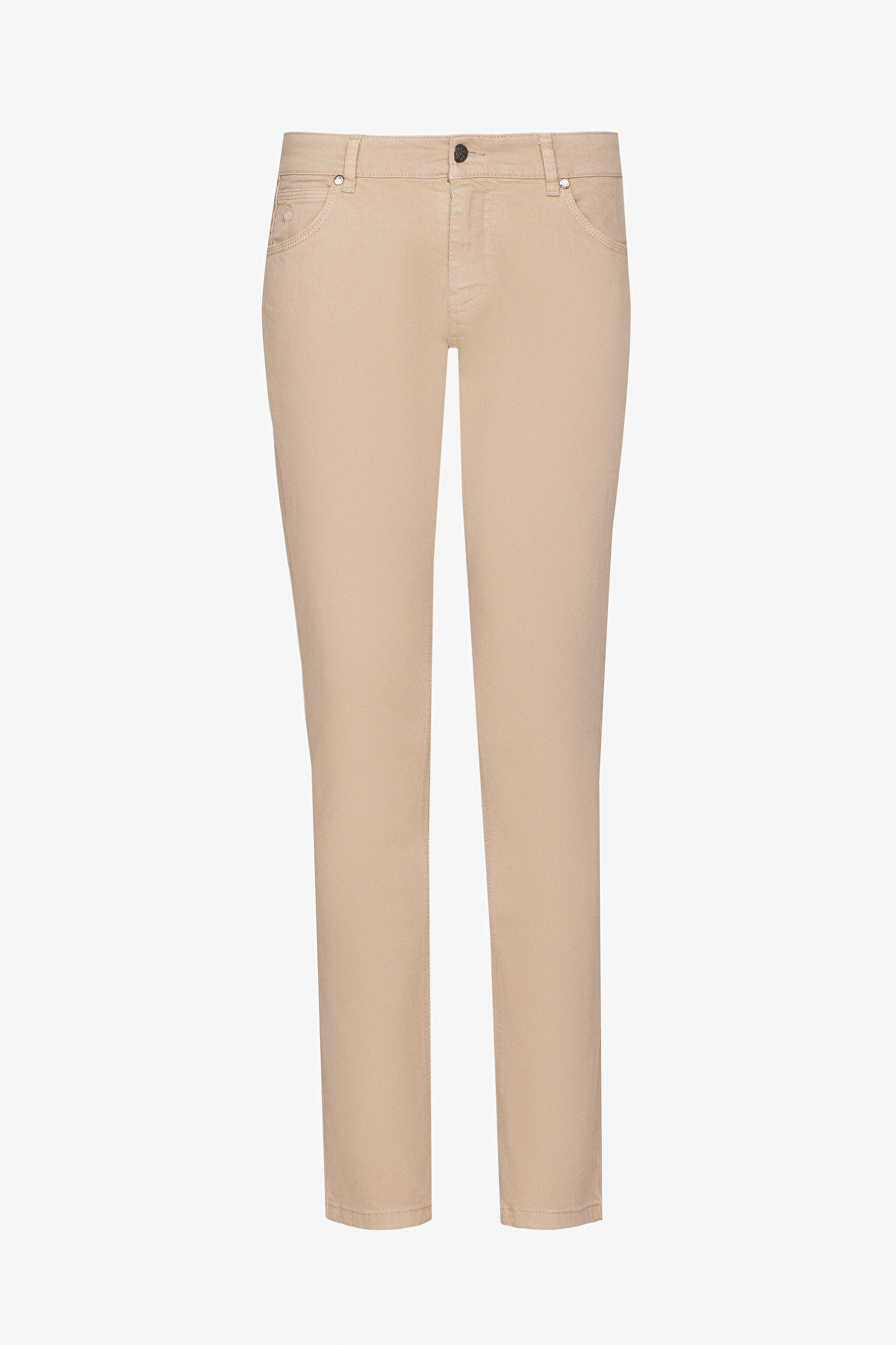 Pamuklu Slim Fit Cepli Esnek Pantolon - Bej