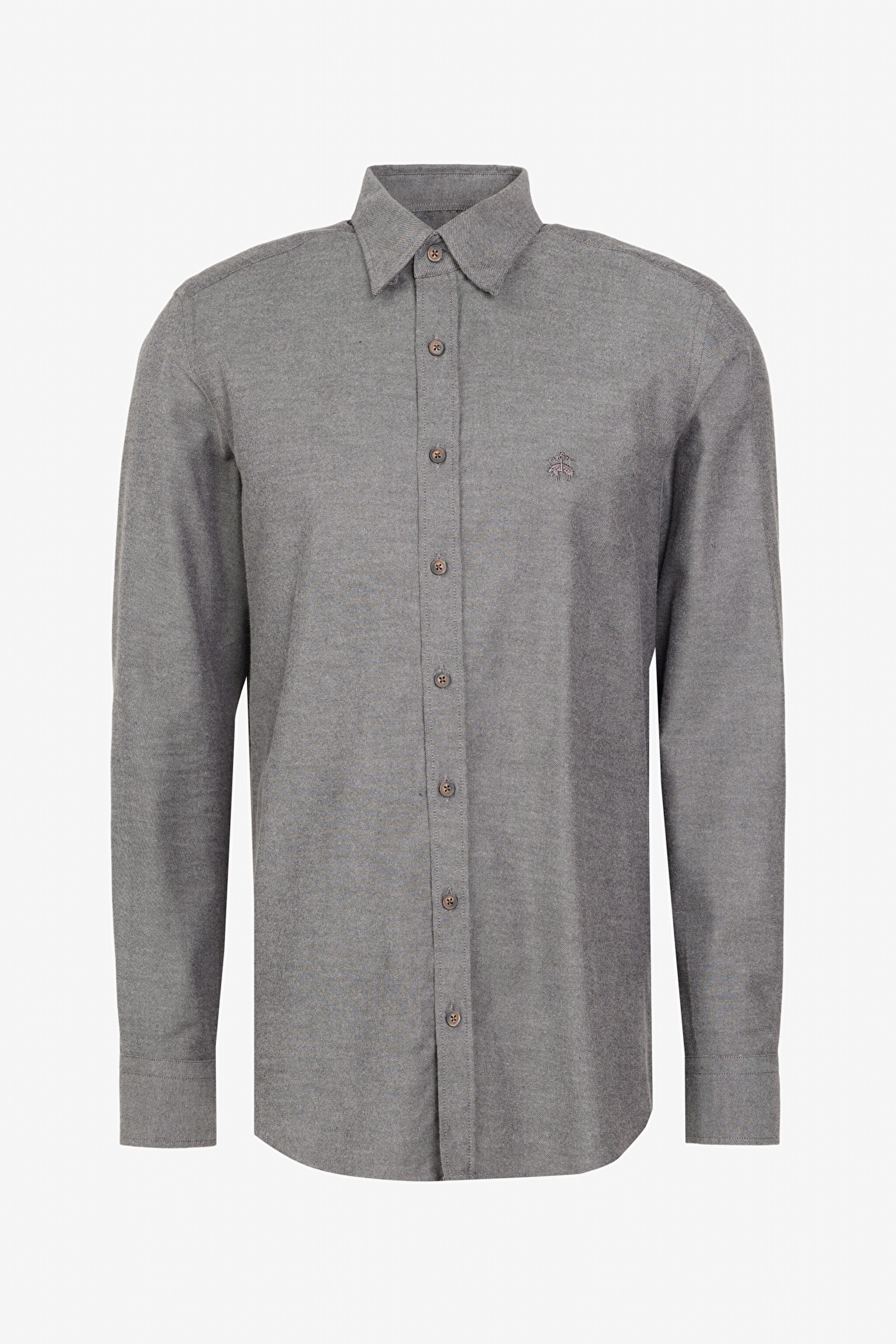 %100 Pamuk Slim Fit Düğmeli Yaka Gömlek - Antrasit