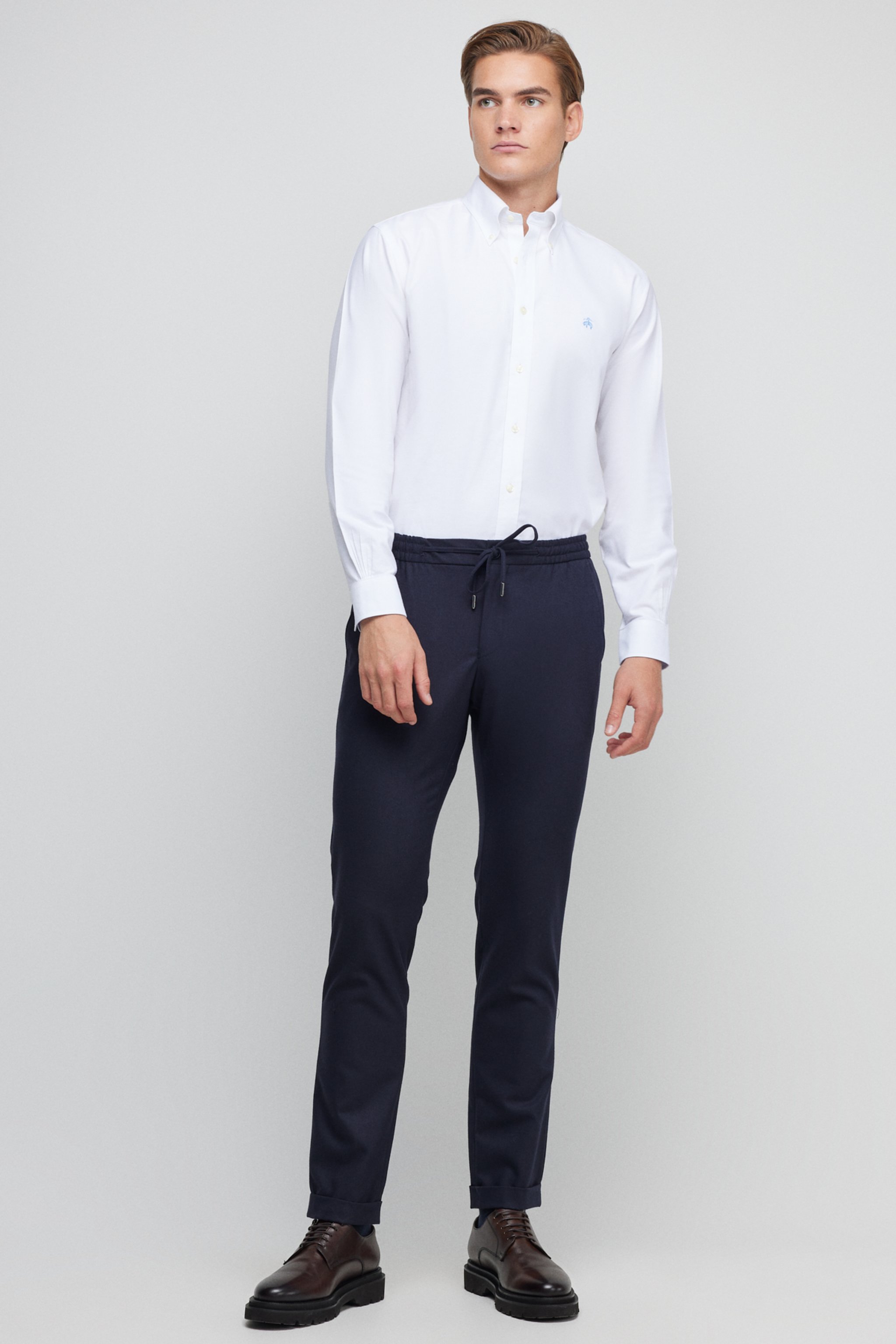 %100 Pamuk Slim Fit Düğmeli Yaka Gömlek - Beyaz (görsel 5)