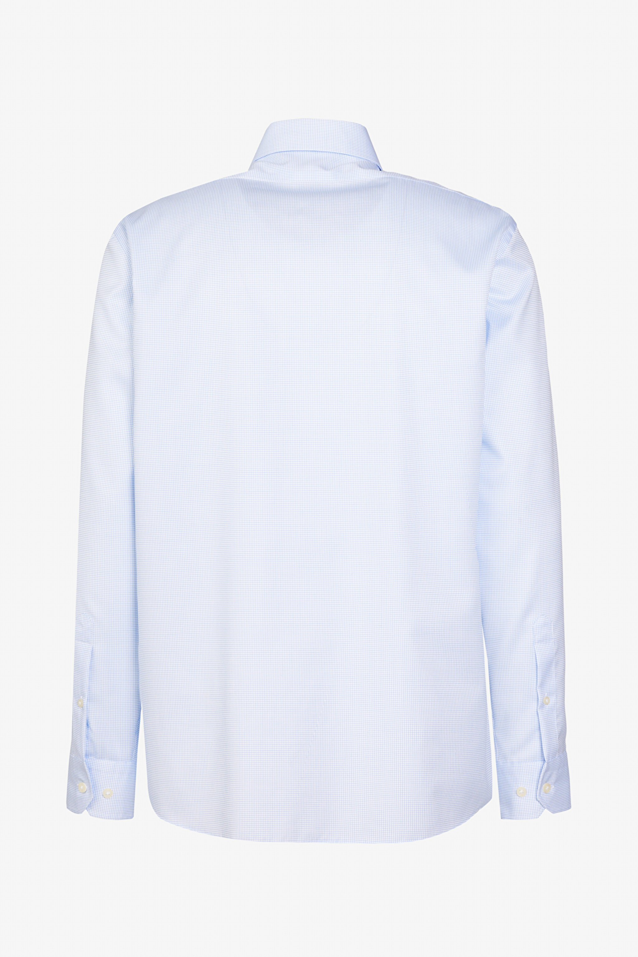 %100 Pamuk Slim Fit Klasik Yaka Desenli Gömlek - Beyaz-Mavi (görsel 6)