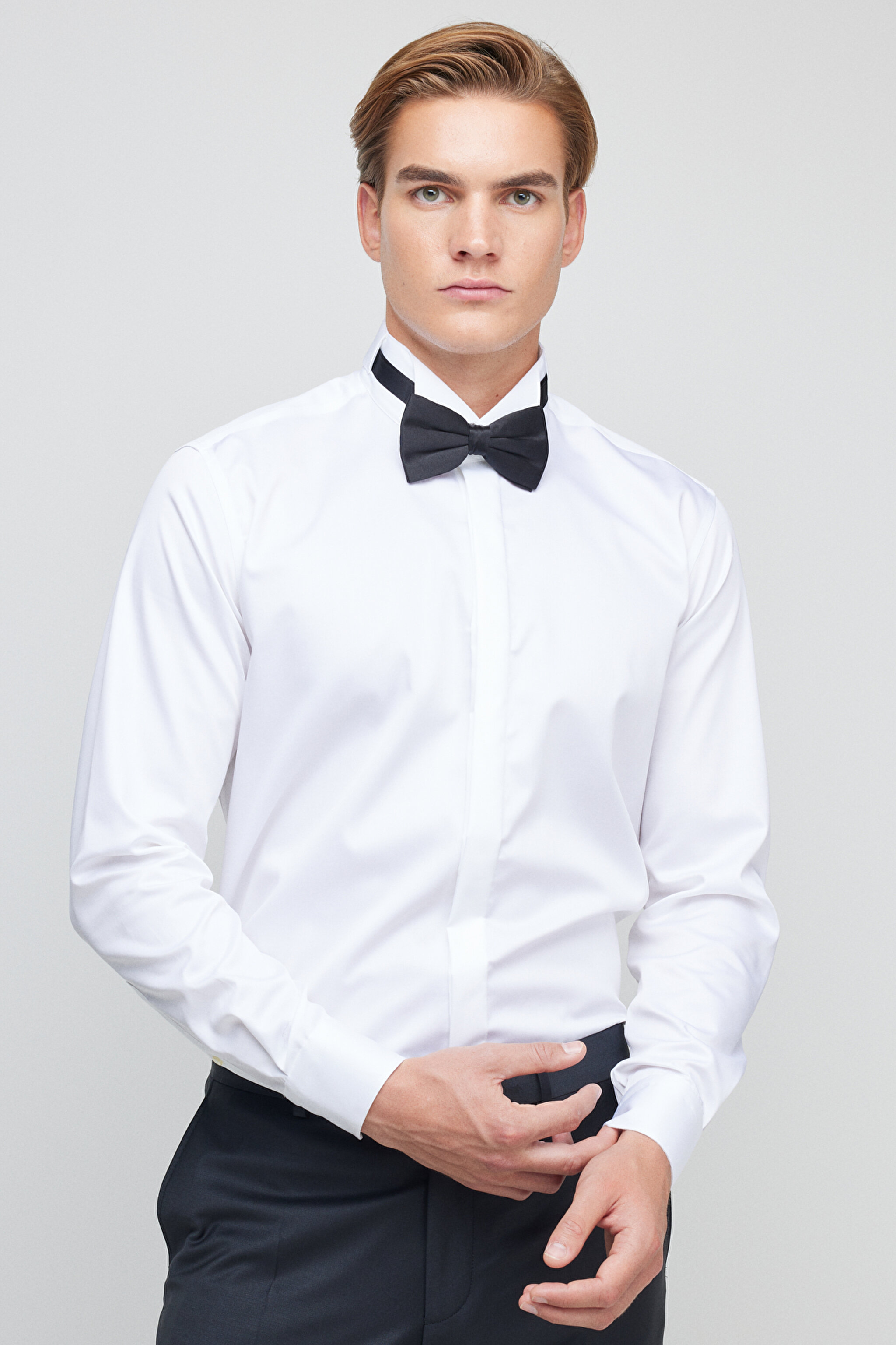 %100 Pamuk Slim Fit Ata Yaka Gömlek - Beyaz