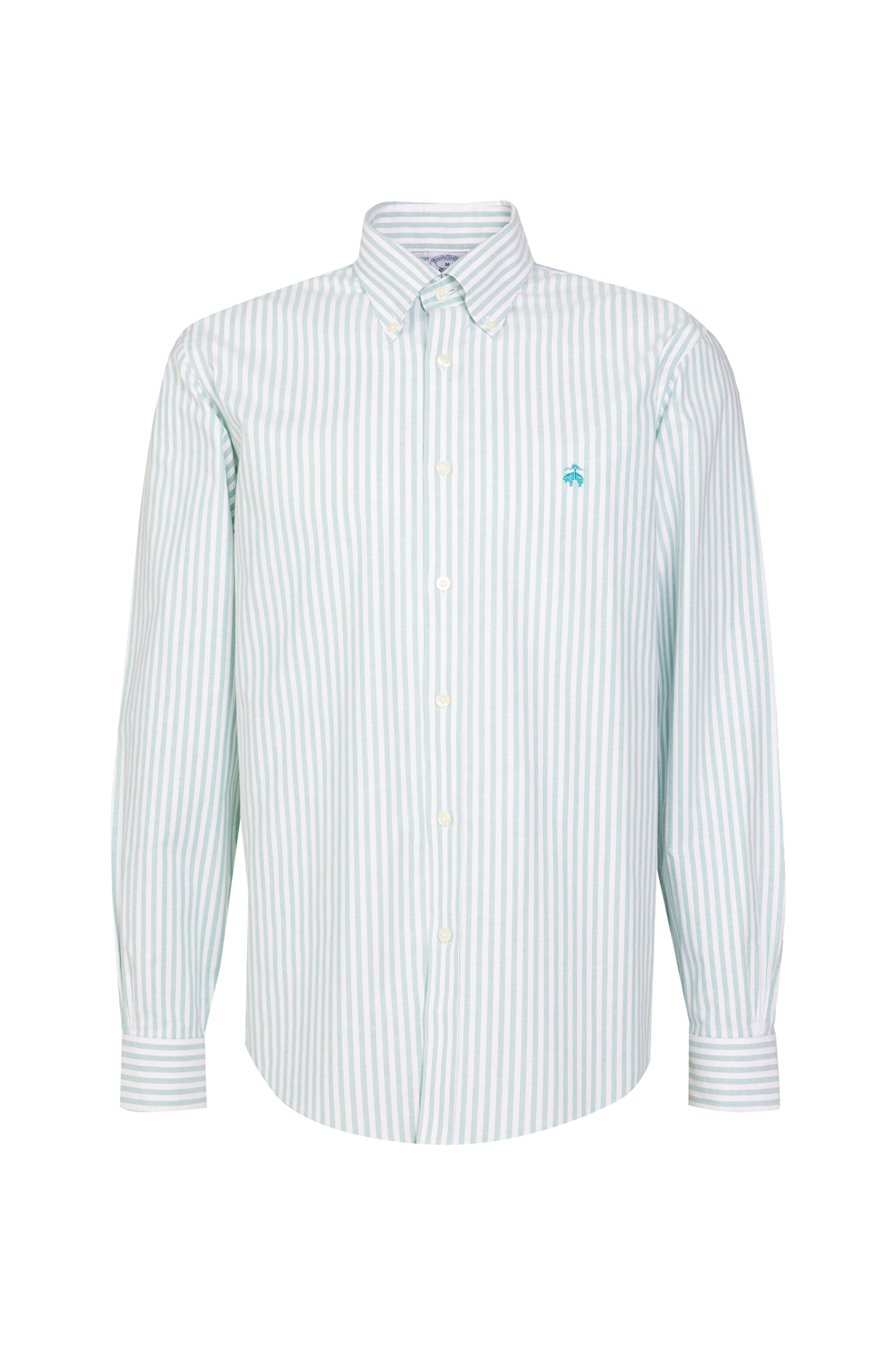 Pamuklu Regular Fit Non-Iron Gömlek - Yeşil Çizgili