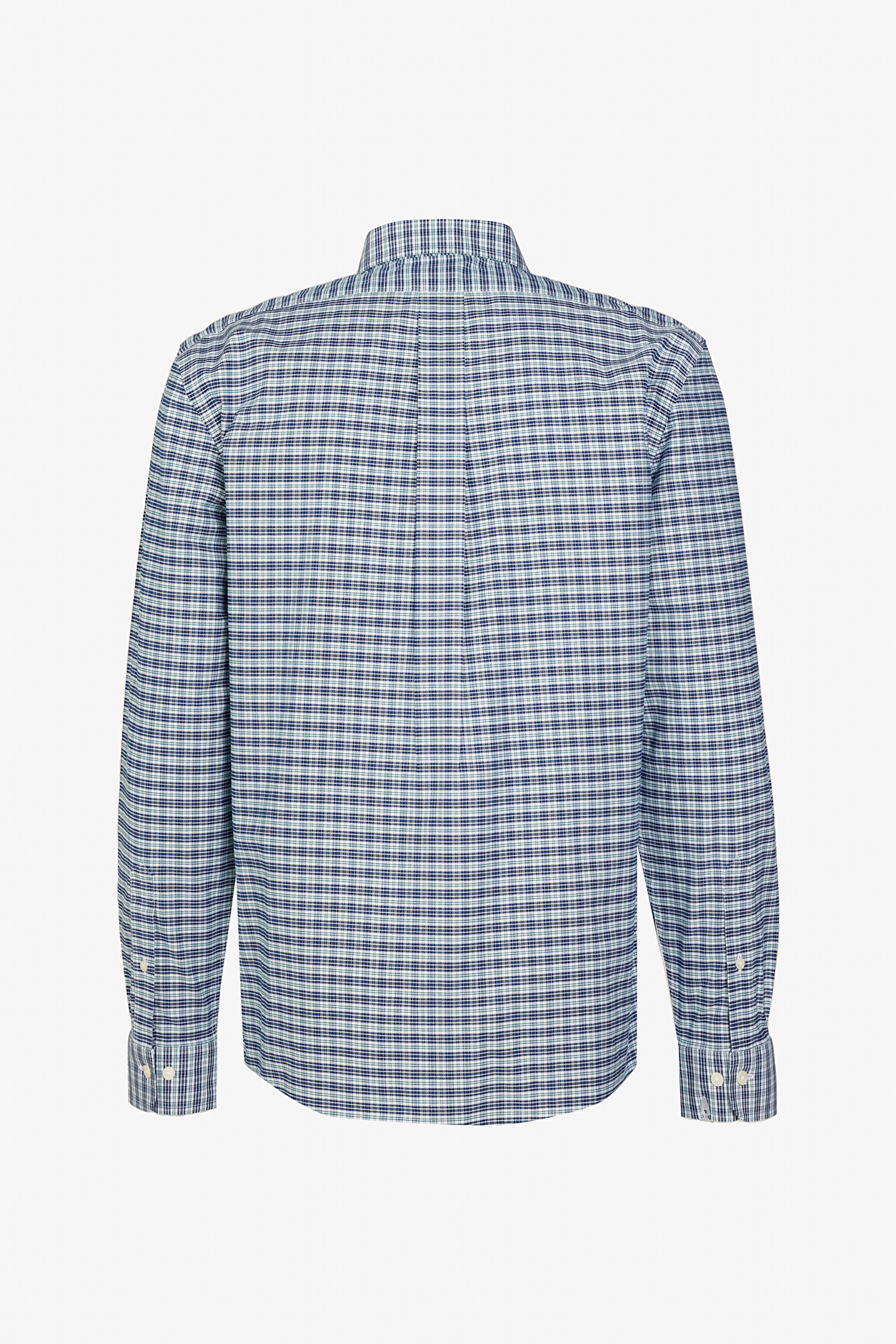 Pamuklu Slim Fit Non-Iron Gömlek - Lacivert Kareli (görsel 2)
