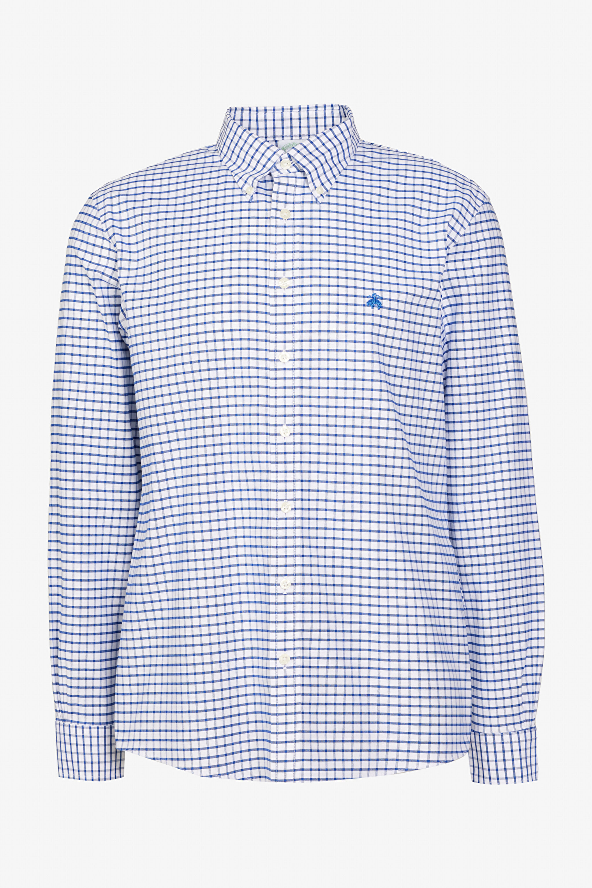 Pamuklu Slim Fit Non-Iron Gömlek - Mavi Kareli