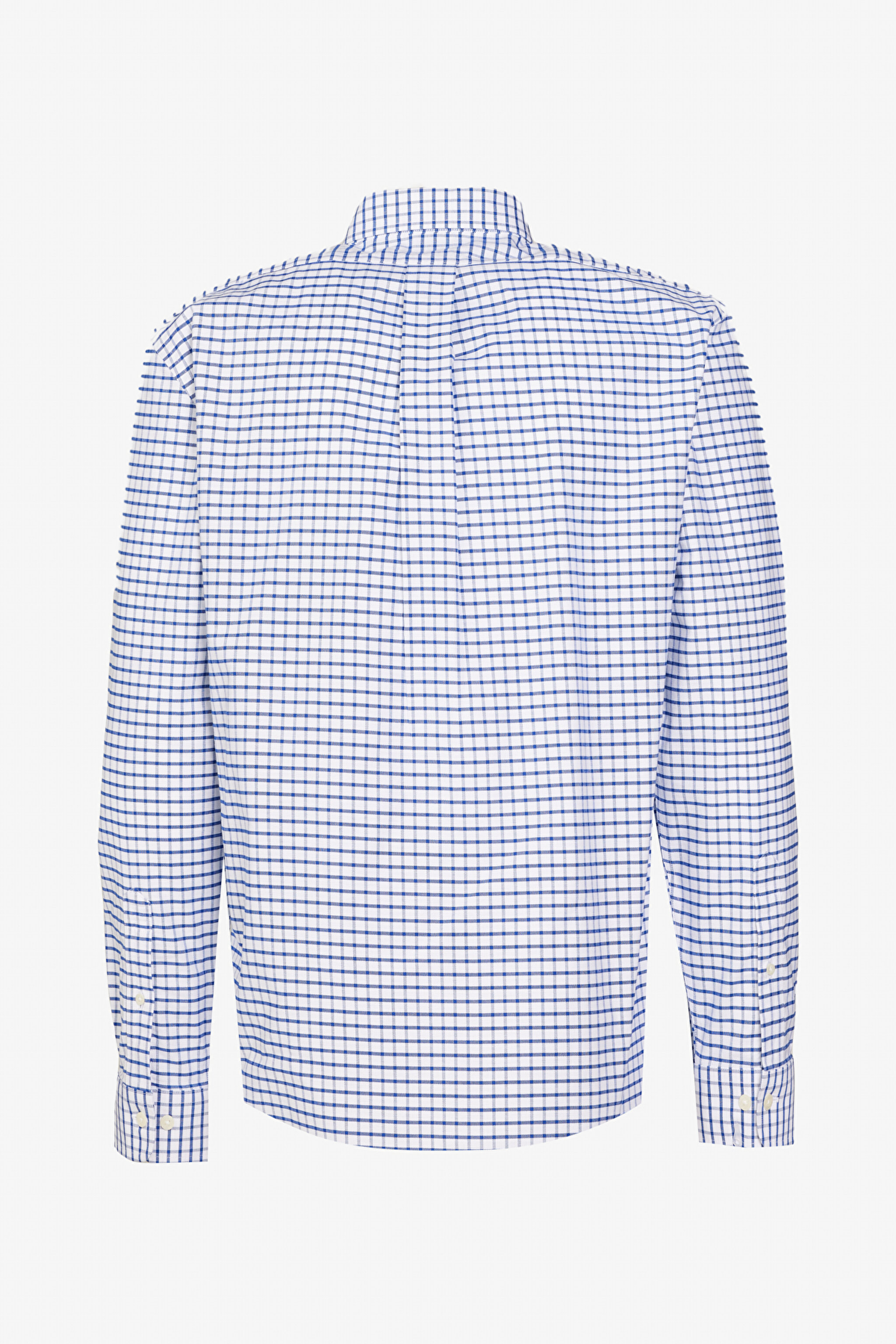 Pamuklu Slim Fit Non-Iron Gömlek - Mavi Kareli (görsel 2)