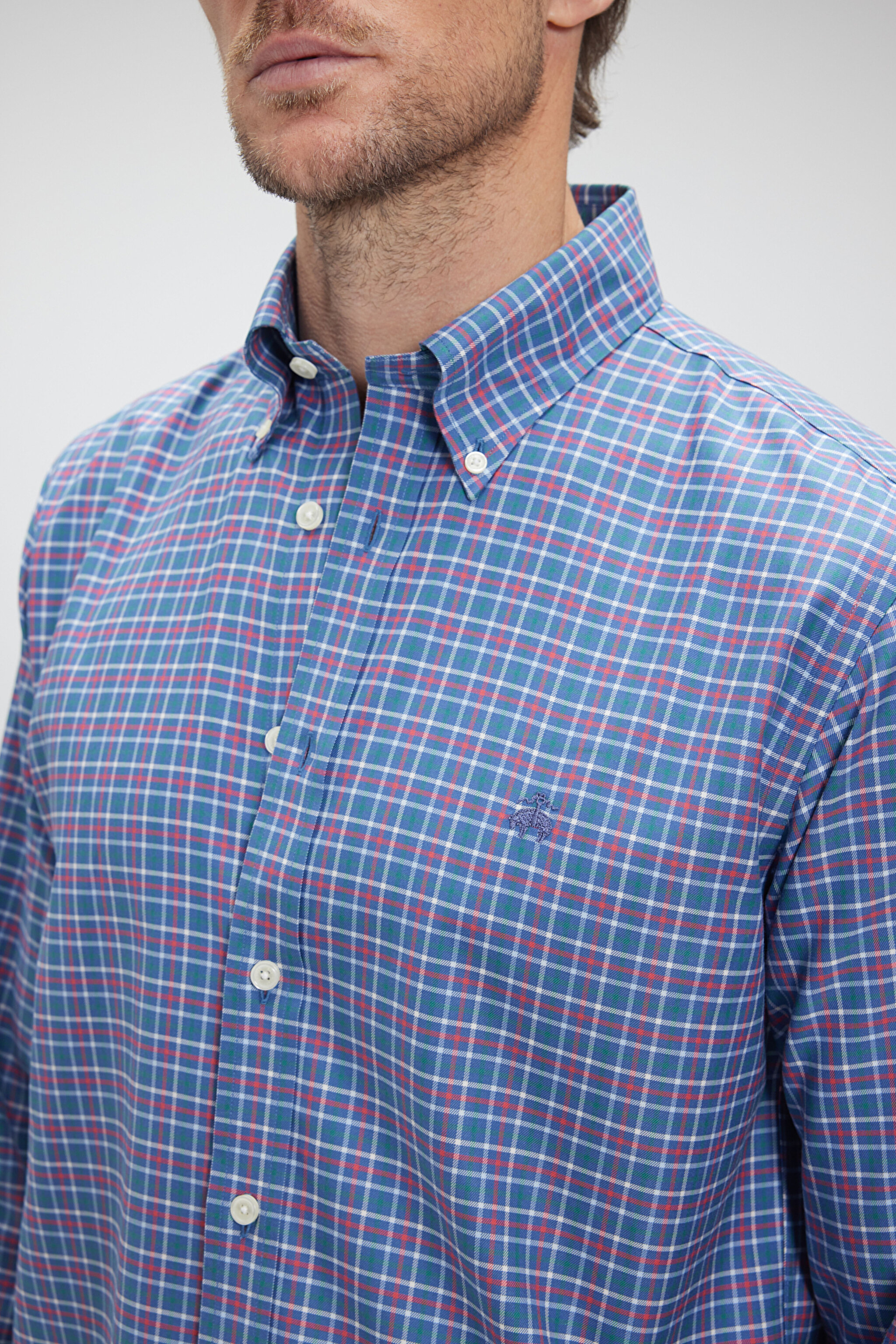 Pamuklu Slim Fit Non-Iron Gömlek - Mavi (görsel 5)