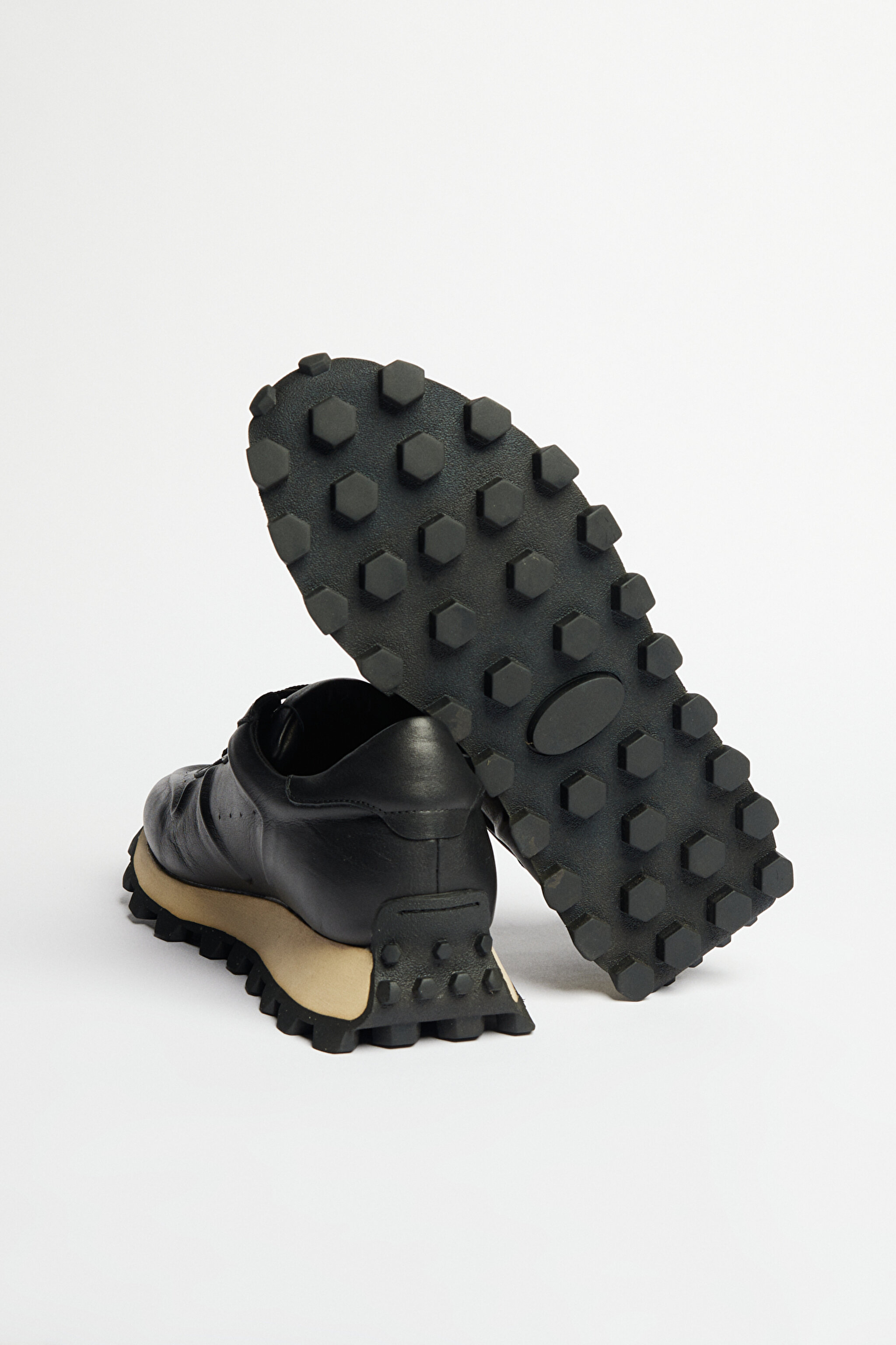 %100 Deri Spor Sneaker Ayakkabı - Siyah (görsel 4)