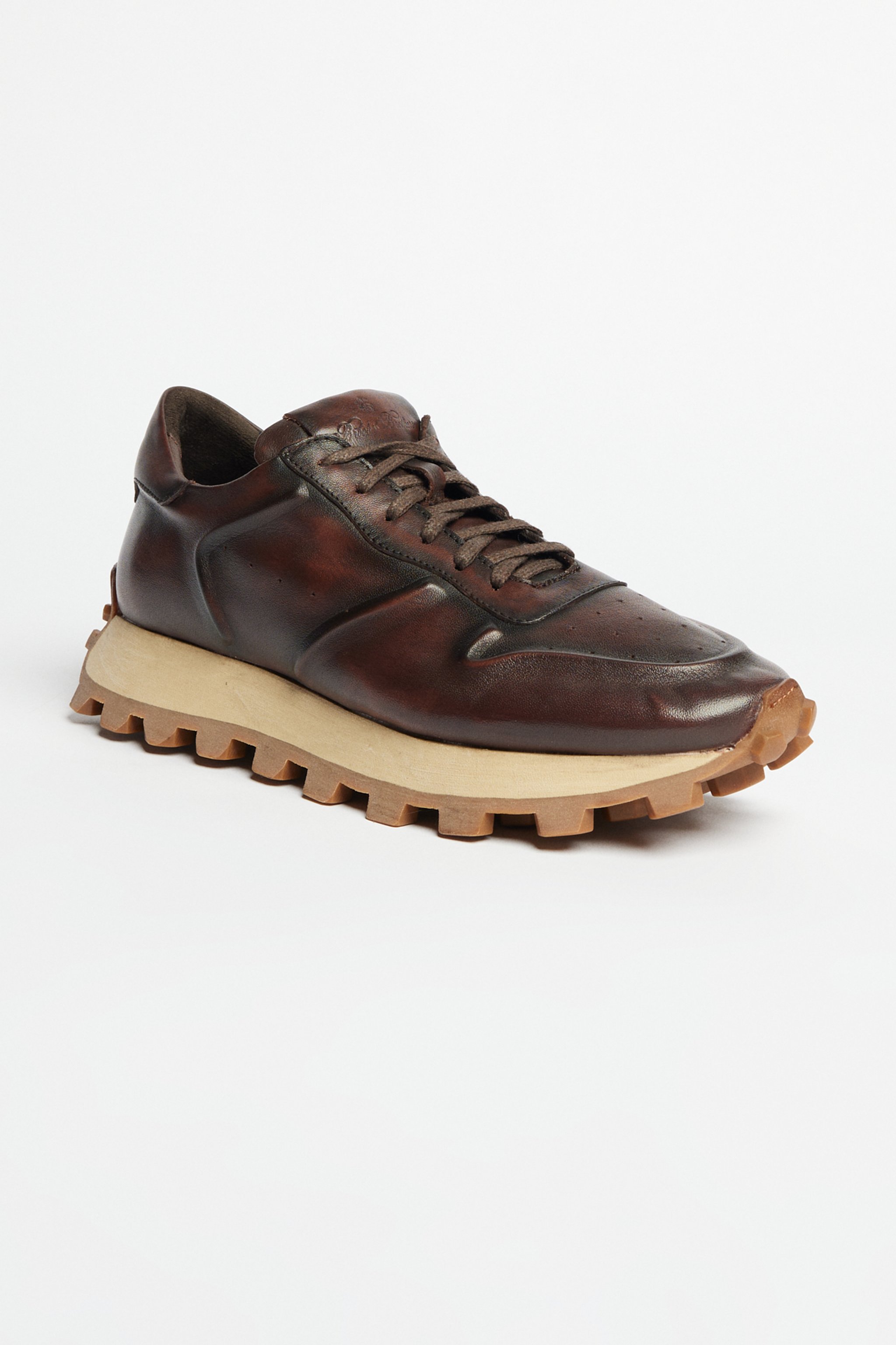 %100 Deri Spor Sneaker Ayakkabı - Kahverengi (görsel 2)