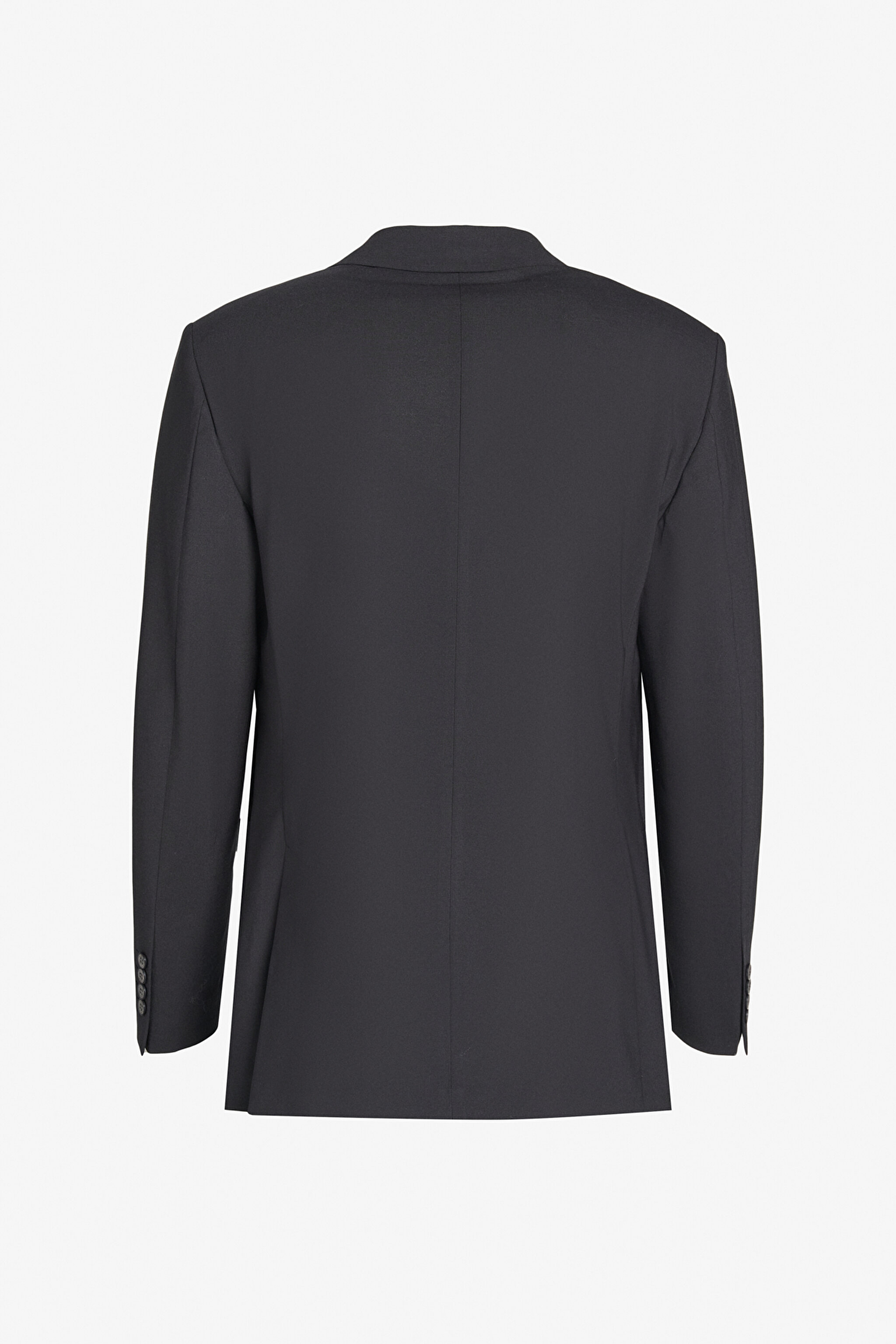 %100 Yün Regular Fit Mono Yaka Takım Elbise - Siyah (görsel 2)