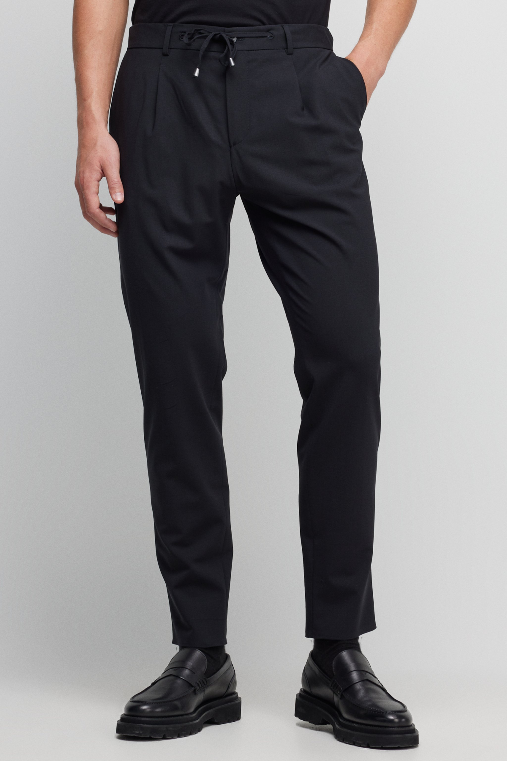 %100 Yün Slim Fit Mono Yaka Takım Elbise - Siyah (görsel 5)