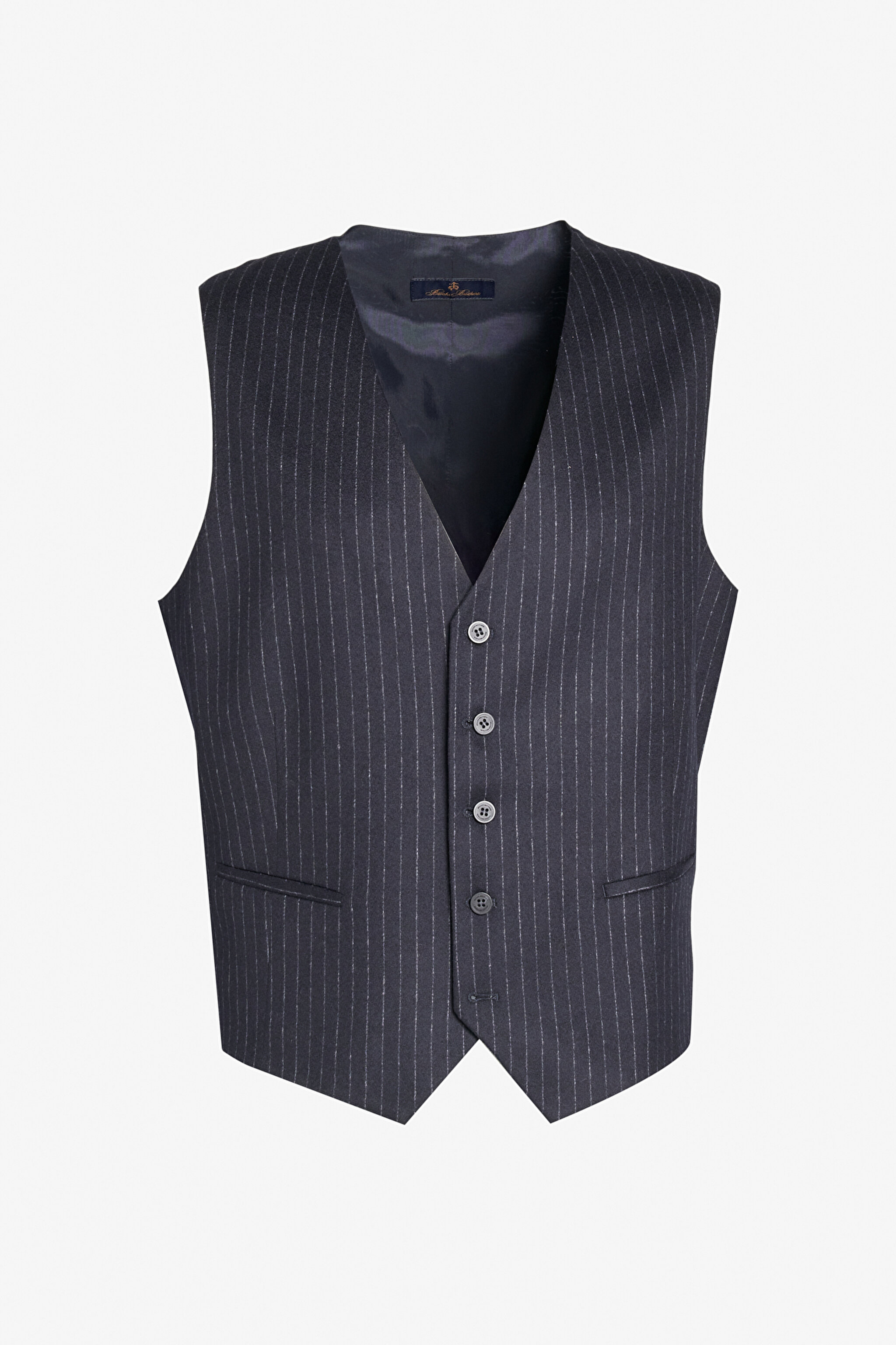 Yün Kaşmir Karışımlı Slim Fit Mono Yaka Takım Elbise - Lacivert