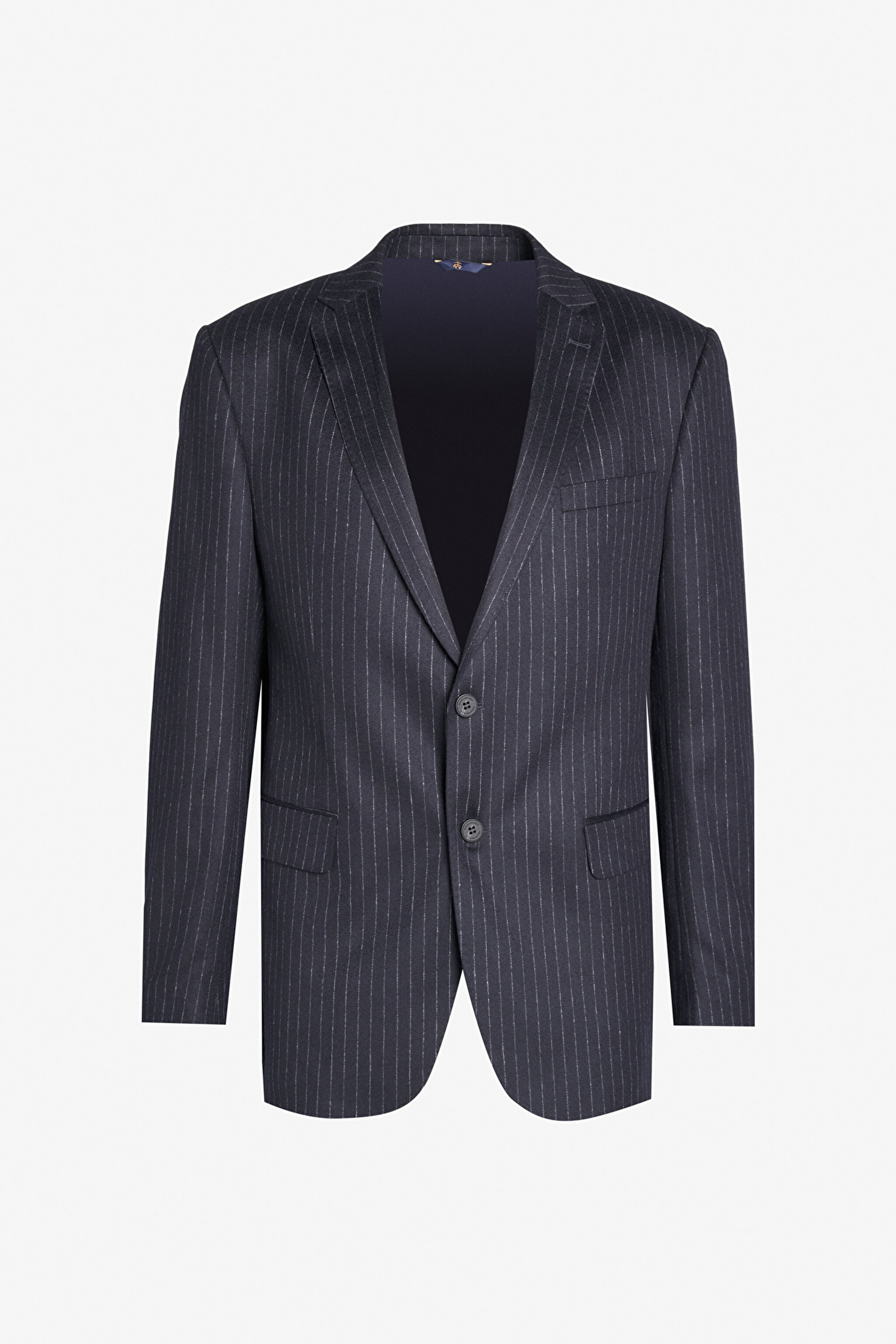 Yün Kaşmir Karışımlı Slim Fit Mono Yaka Takım Elbise - Lacivert (görsel 7)
