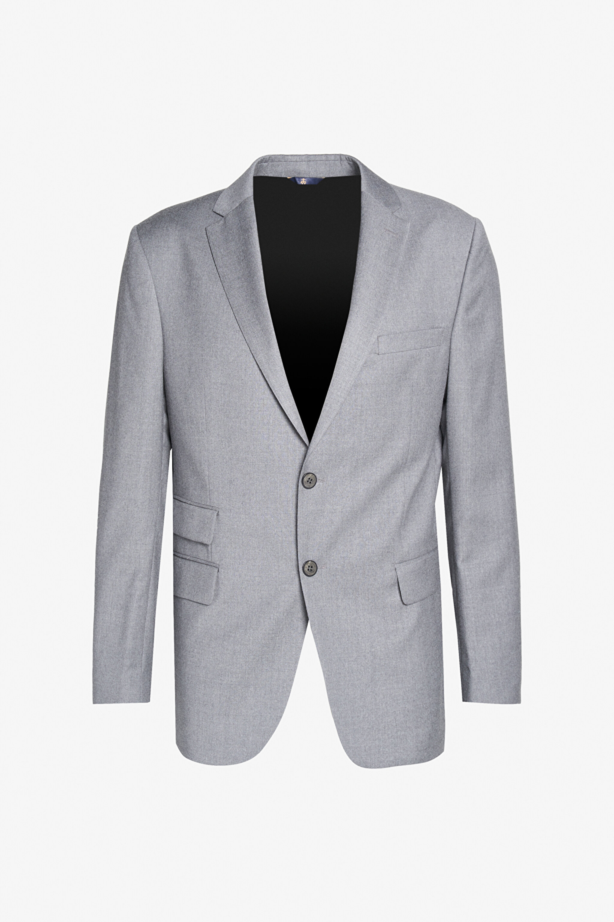 %100 Yün Slim Fit Mono Yaka Takım Elbise - Gri (görsel 6)