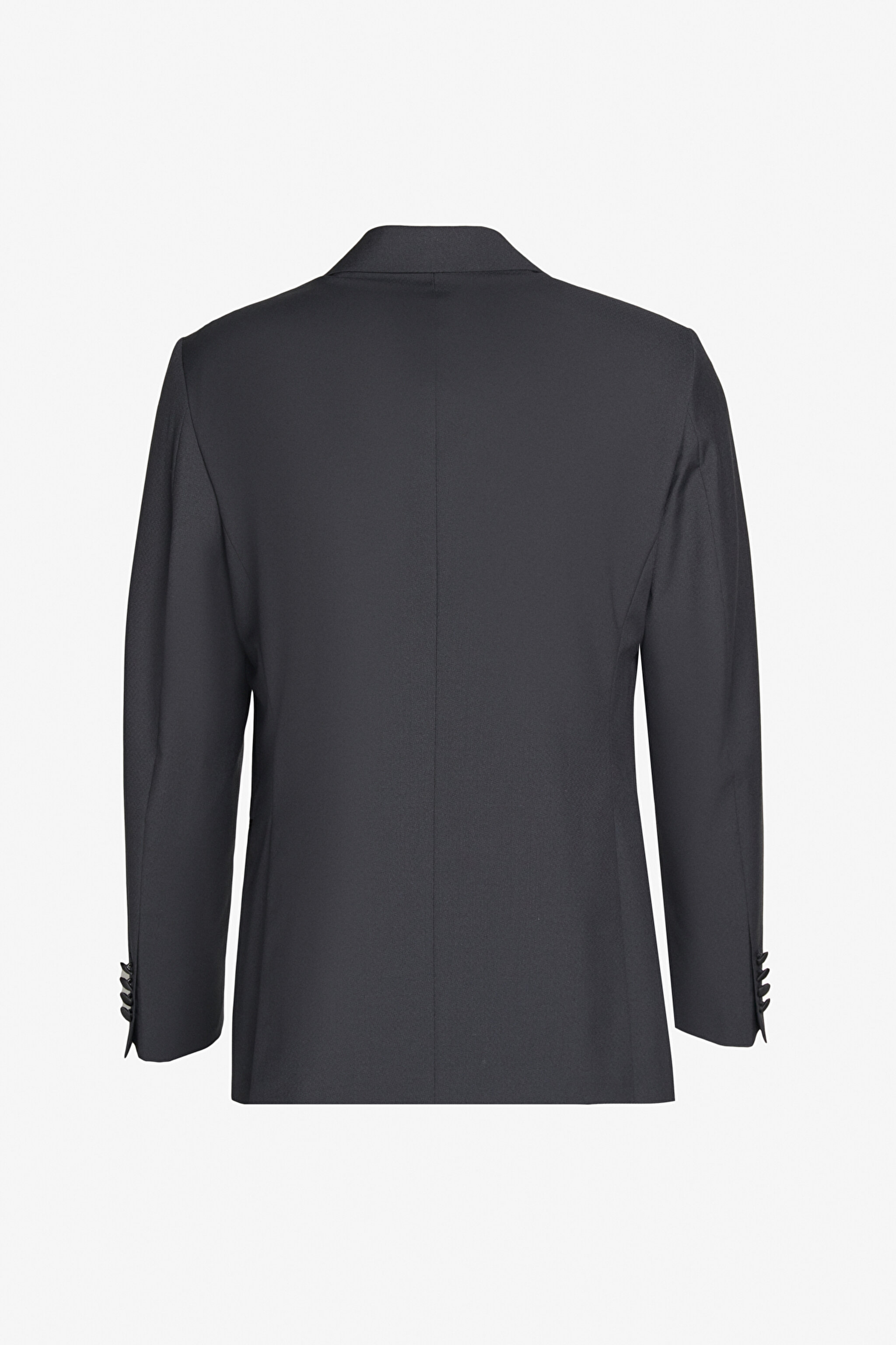 Yünlü Slim Fit Sivri Yaka Smokin - Siyah (görsel 2)