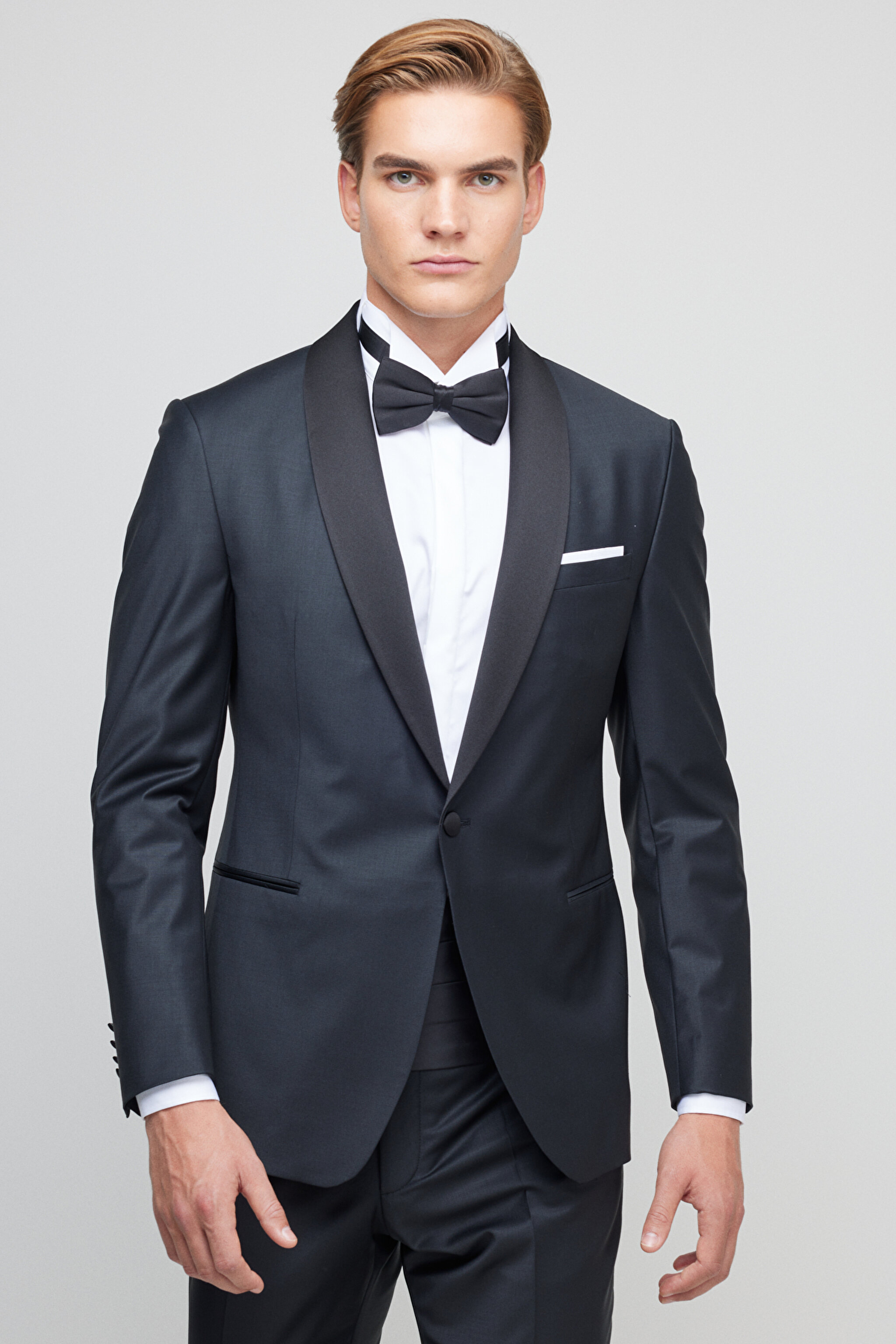 Yünlü Slim Fit Şal Yaka Smokin - Siyah (görsel 2)