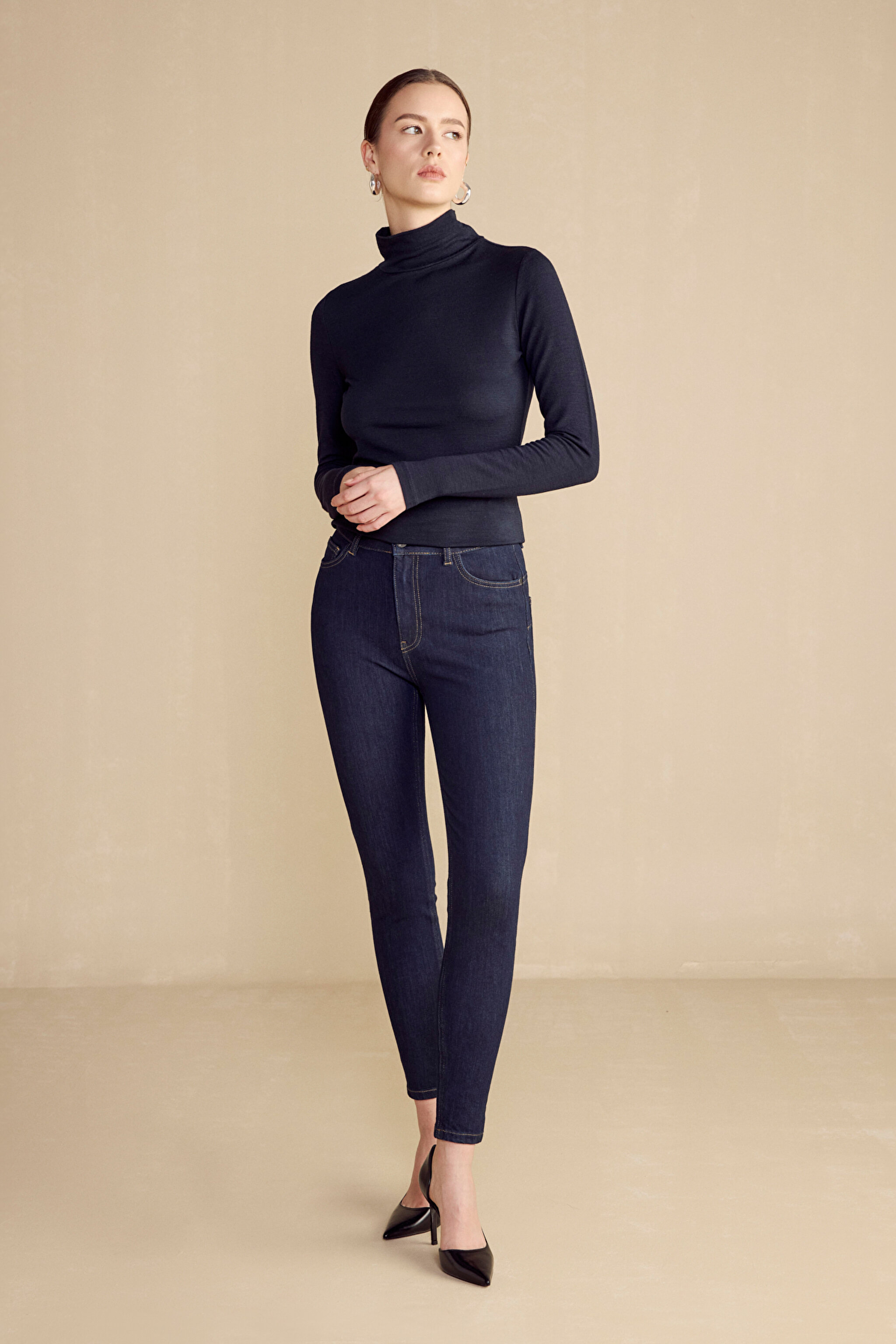 Push-Up Skinny Denim Pantolon - Lacivert (görsel 8)