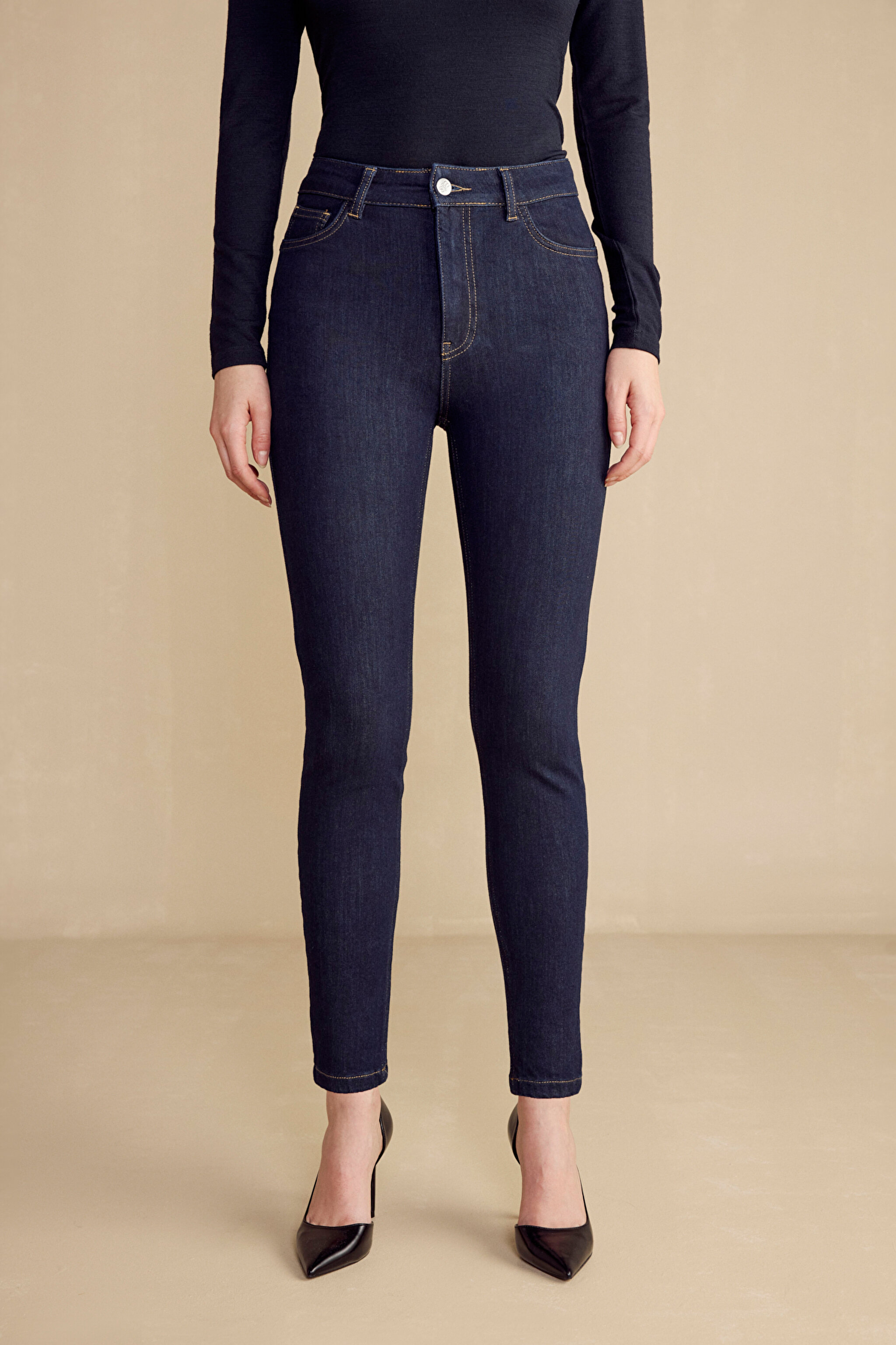 Push-Up Skinny Denim Pantolon - Lacivert (görsel 11)