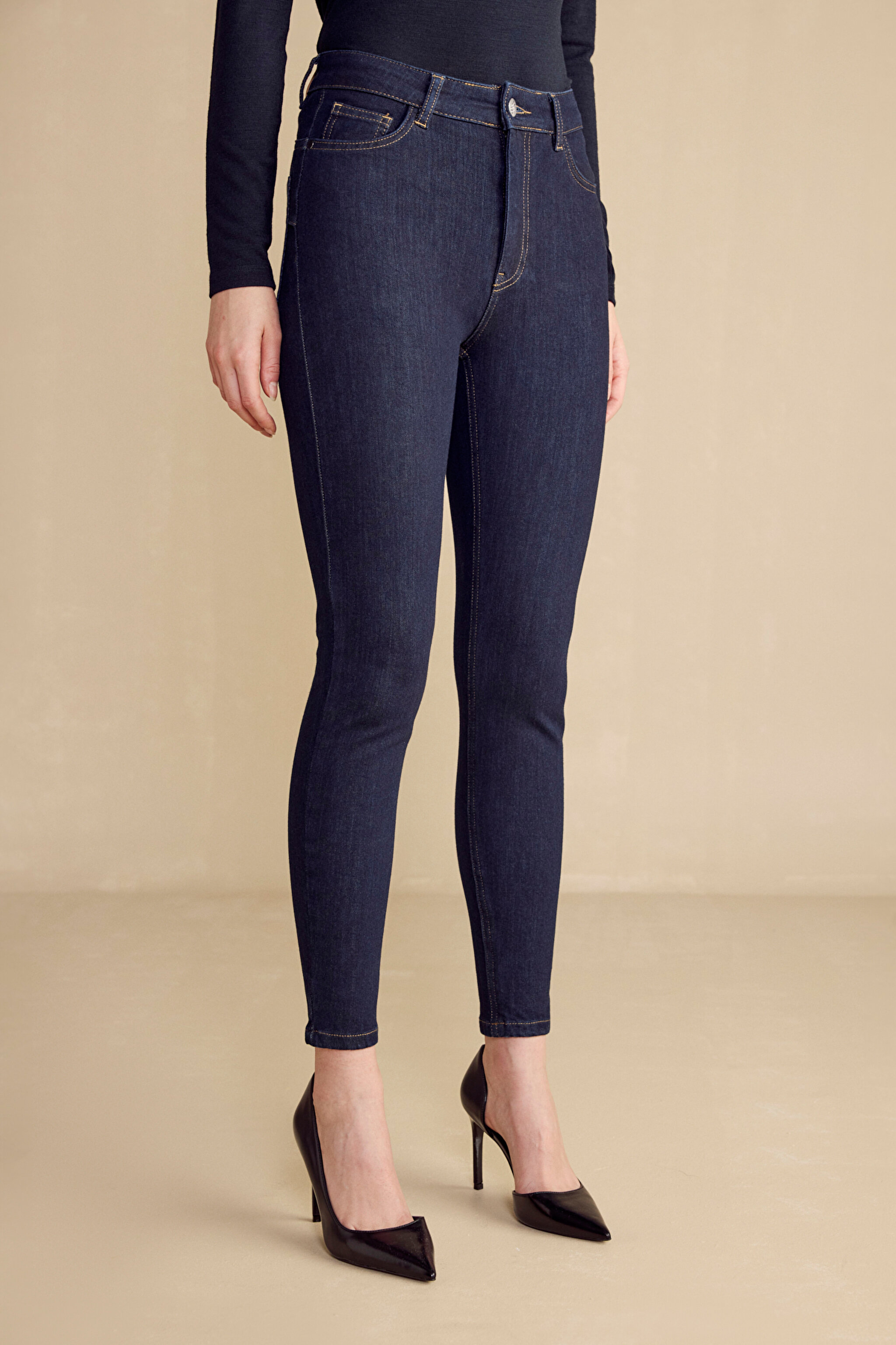 Push-Up Skinny Denim Pantolon - Lacivert (görsel 12)