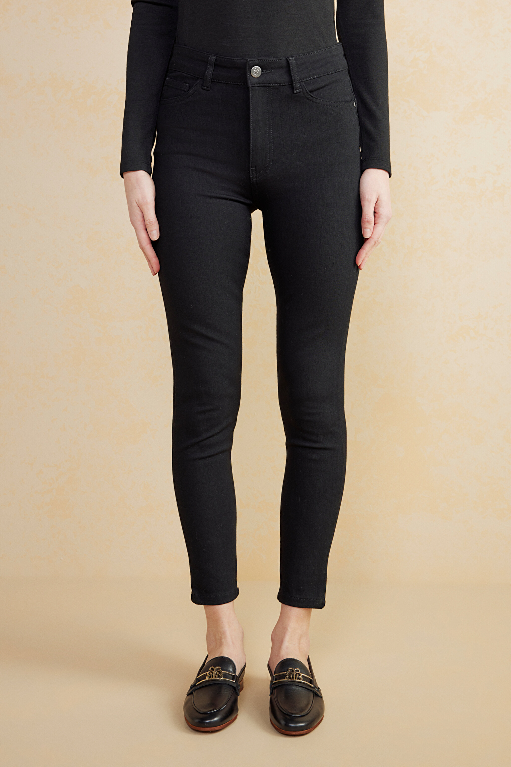 Push-Up Skinny Denim Pantolon - Siyah (görsel 3)